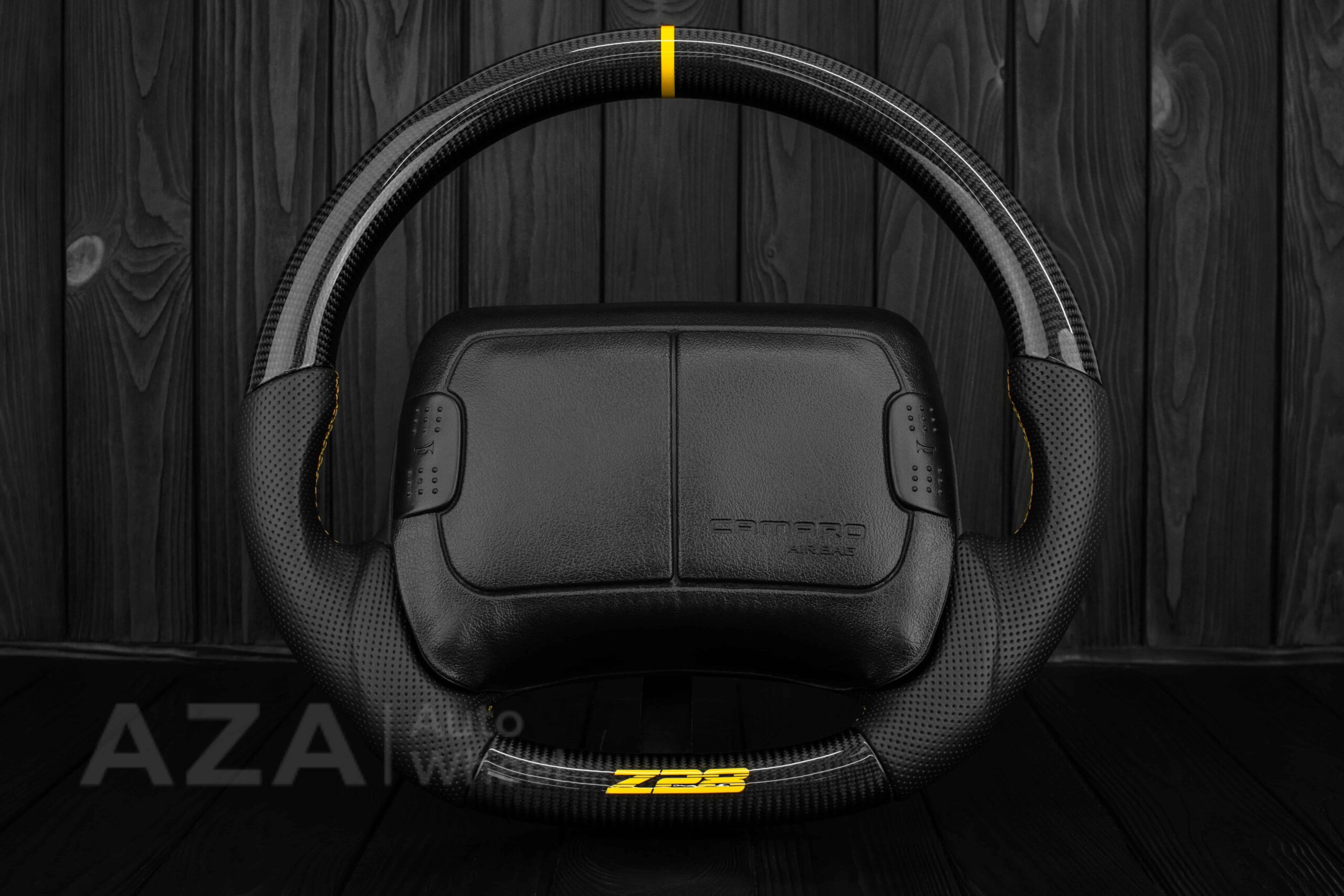1993-2002 Camaro Z28 Steering wheel Carbon Fiber/Perforated leather/Yellow Accents