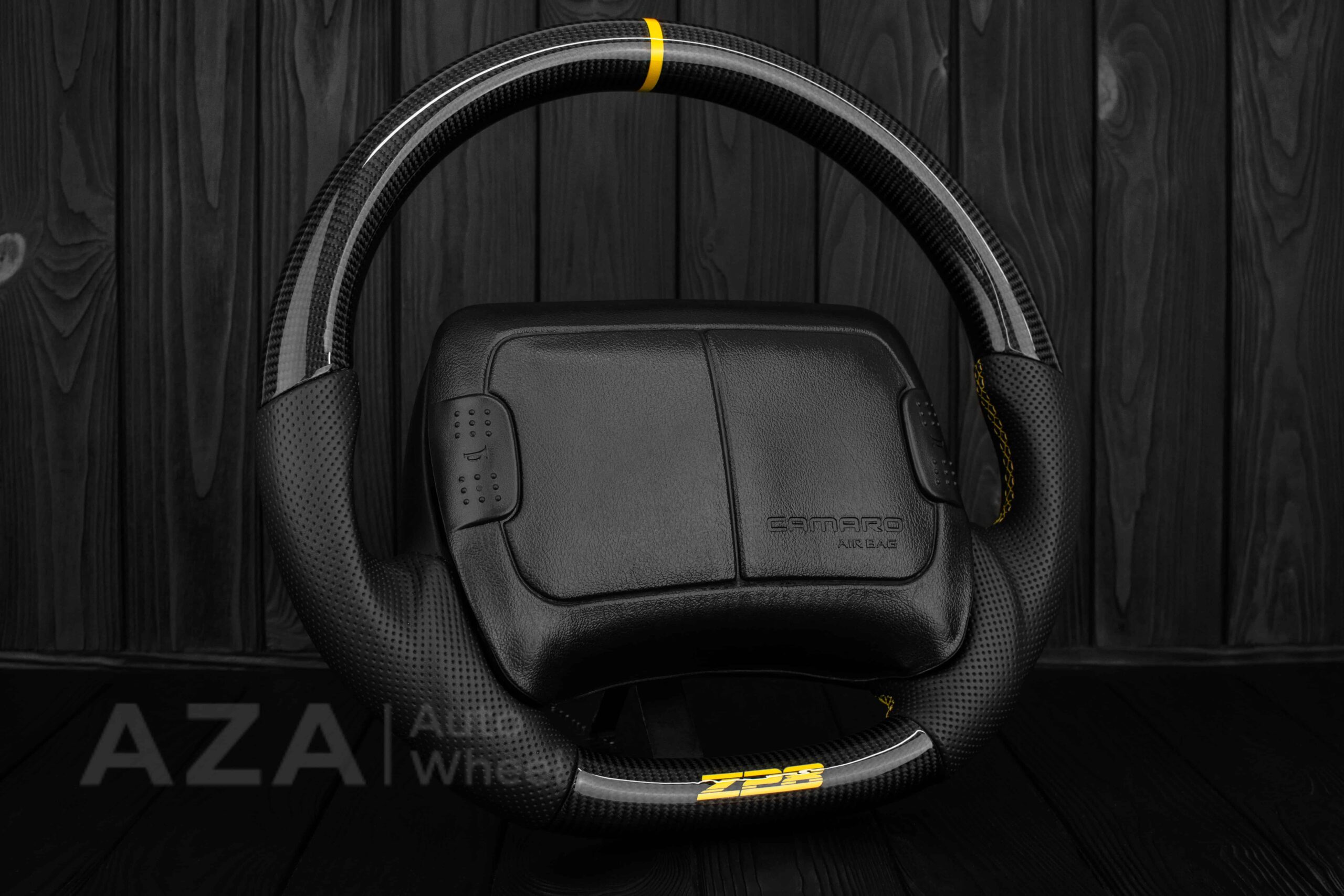 1993-2002 Camaro Z28 Steering wheel Carbon Fiber/Perforated leather/Yellow Accents - Image 3