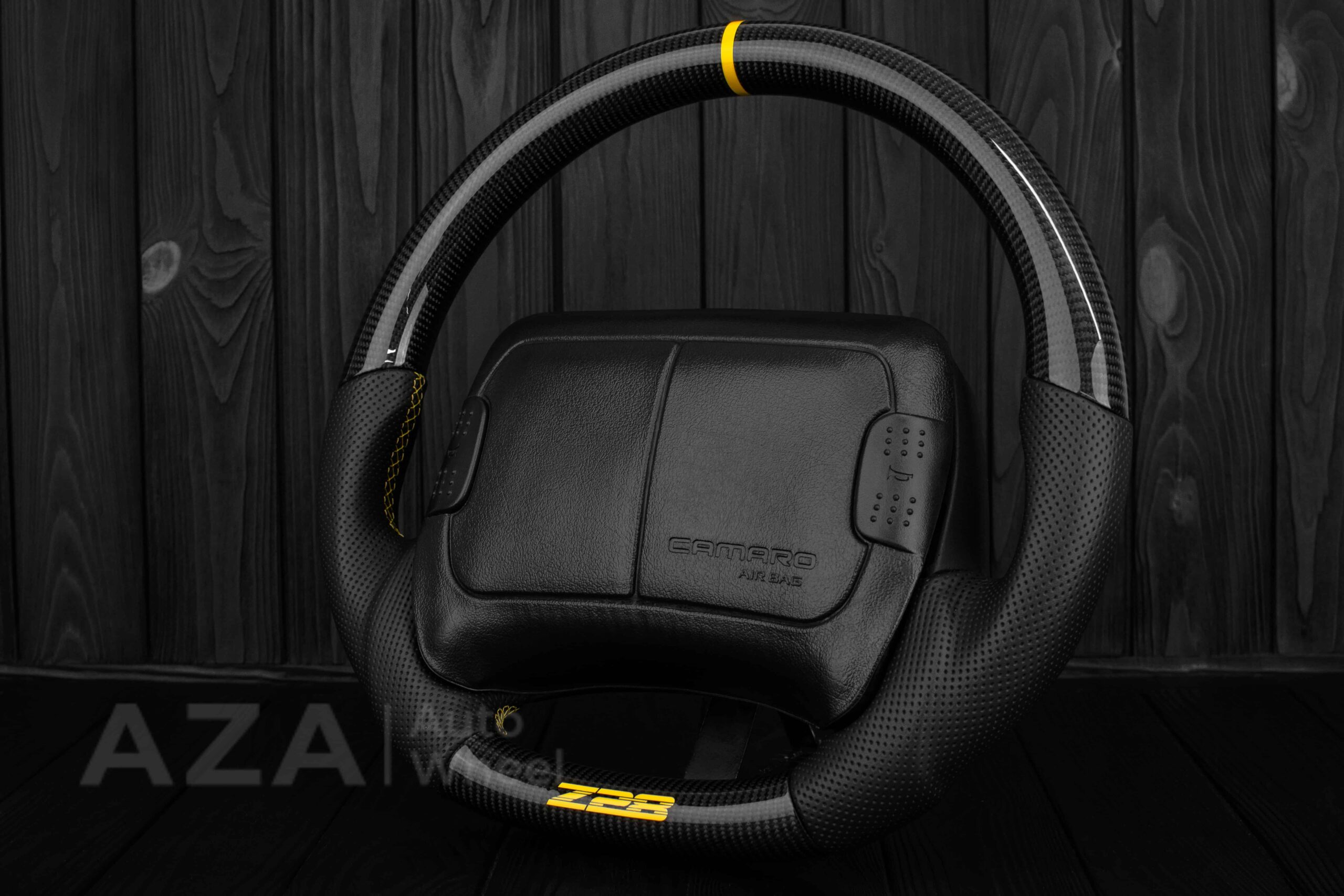 1993-2002 Camaro Z28 Steering wheel Carbon Fiber/Perforated leather/Yellow Accents - Image 4