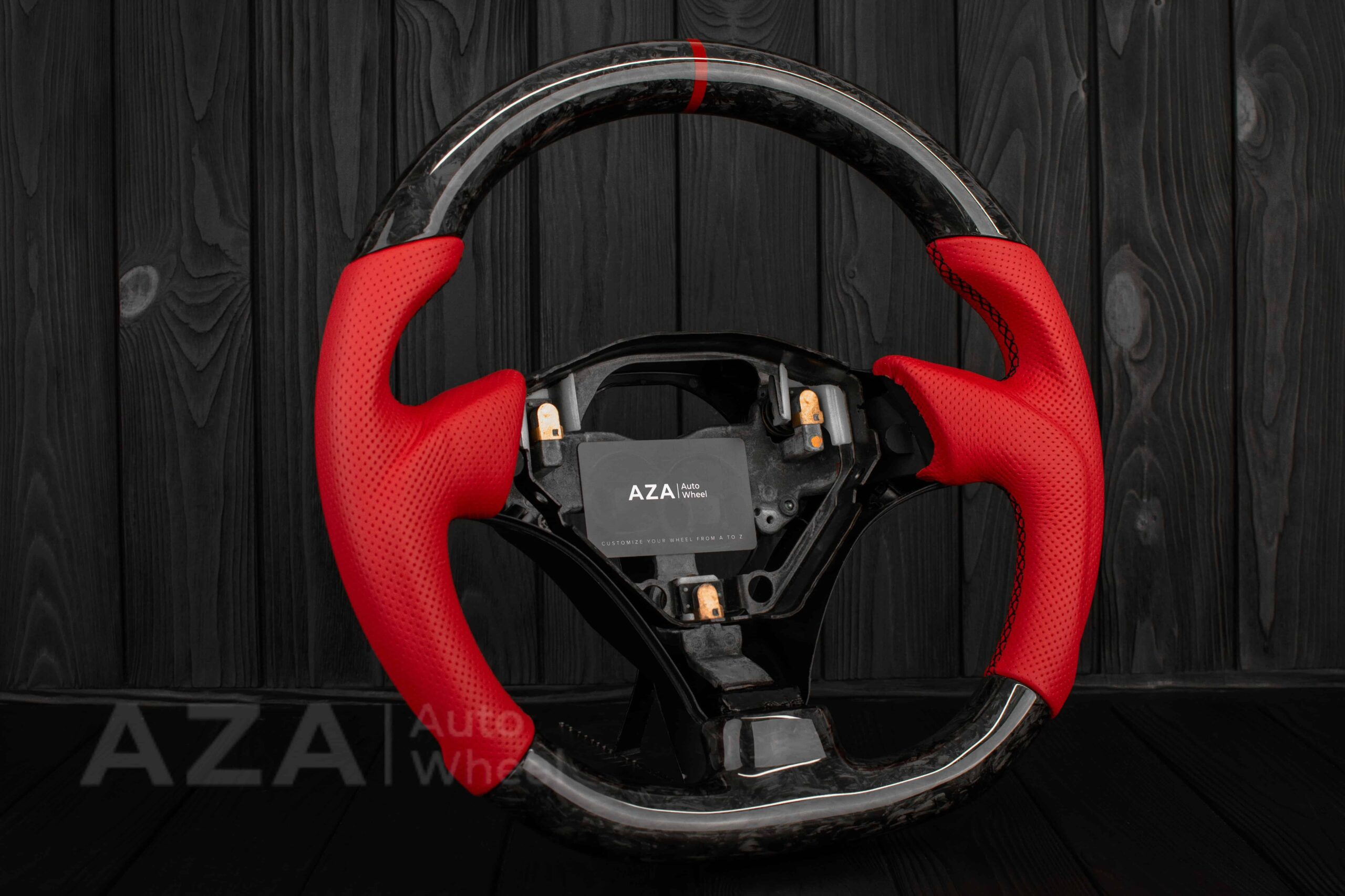 Steering wheel Toyota Supra MkIV (any color stripe and stitch) Forged Carbon fiber/Red Perforated leather/Red accents - Image 7