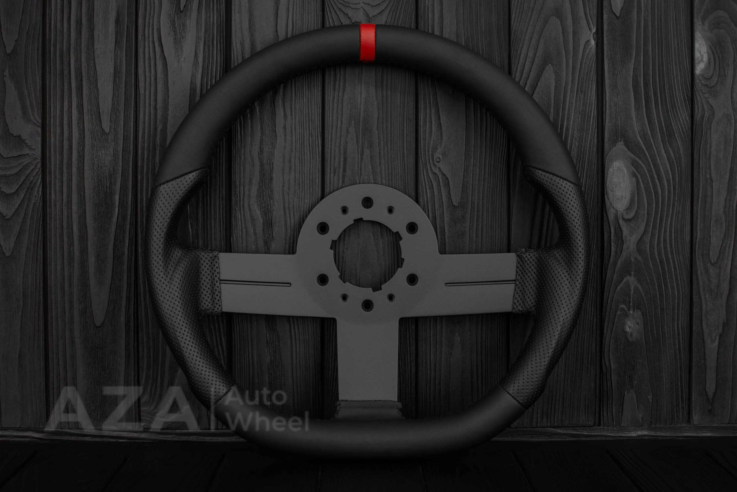 Steering wheel Chevrolet Camaro Iroc Z28 Berlinetta 1982-89 Custom flat bottom/Napa Leather/Red Stripe