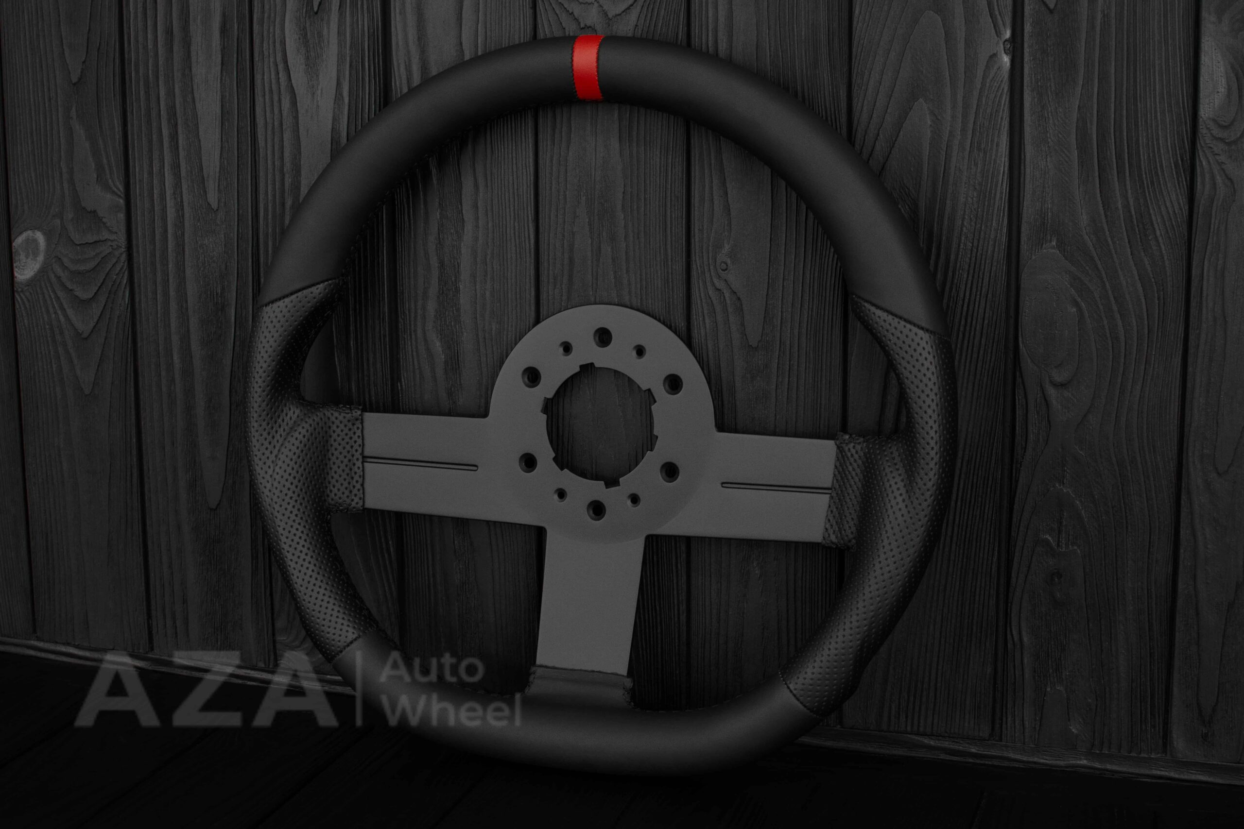 Steering wheel Chevrolet Camaro Iroc Z28 Berlinetta 1982-89 Custom flat bottom/Napa Leather/Red Stripe - Image 3
