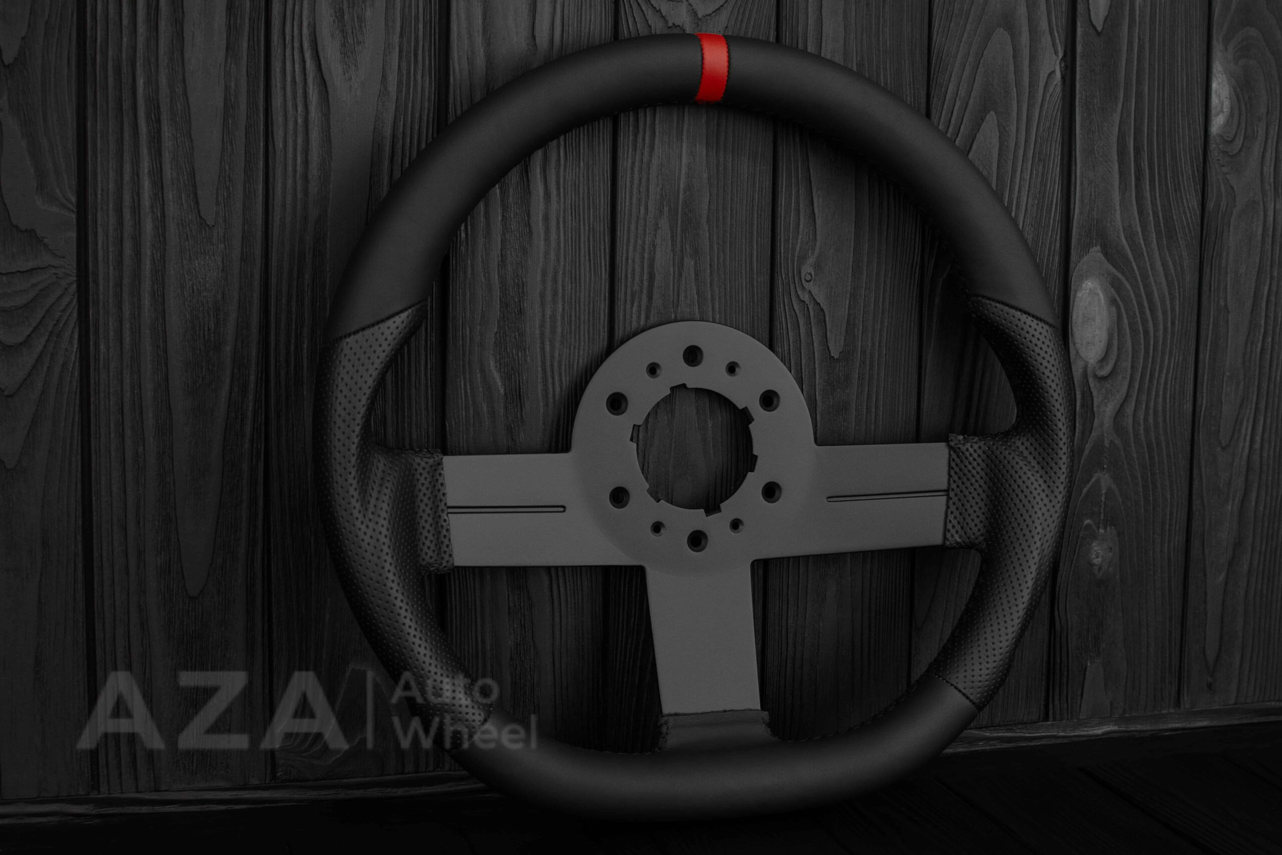 Steering wheel Chevrolet Camaro Iroc Z28 Berlinetta 1982-89 Custom flat bottom/Napa Leather/Red Stripe - Image 4