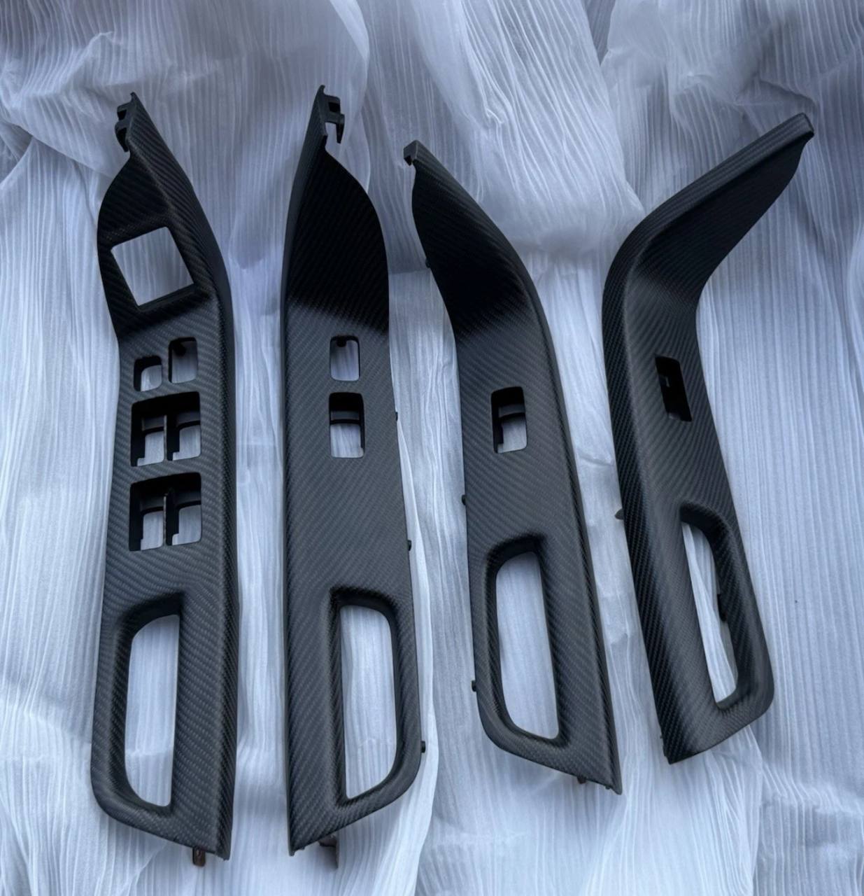 Real MATTE Carbon Fiber Window Switch Trims For Mitsubishi Lancer EVO X MR 08-15 - Image 2