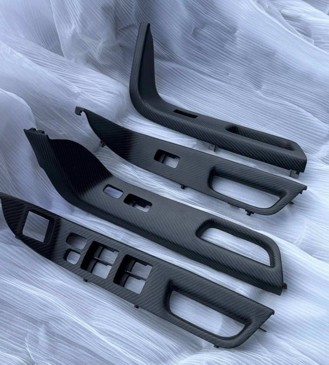 Real MATTE Carbon Fiber Window Switch Trims For Mitsubishi Lancer EVO X MR 08-15