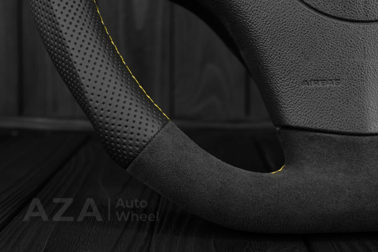 Steering wheel 2006-2011 Corvette C6 Perforated leather/Alcantara/Yellow stripe - Image 7