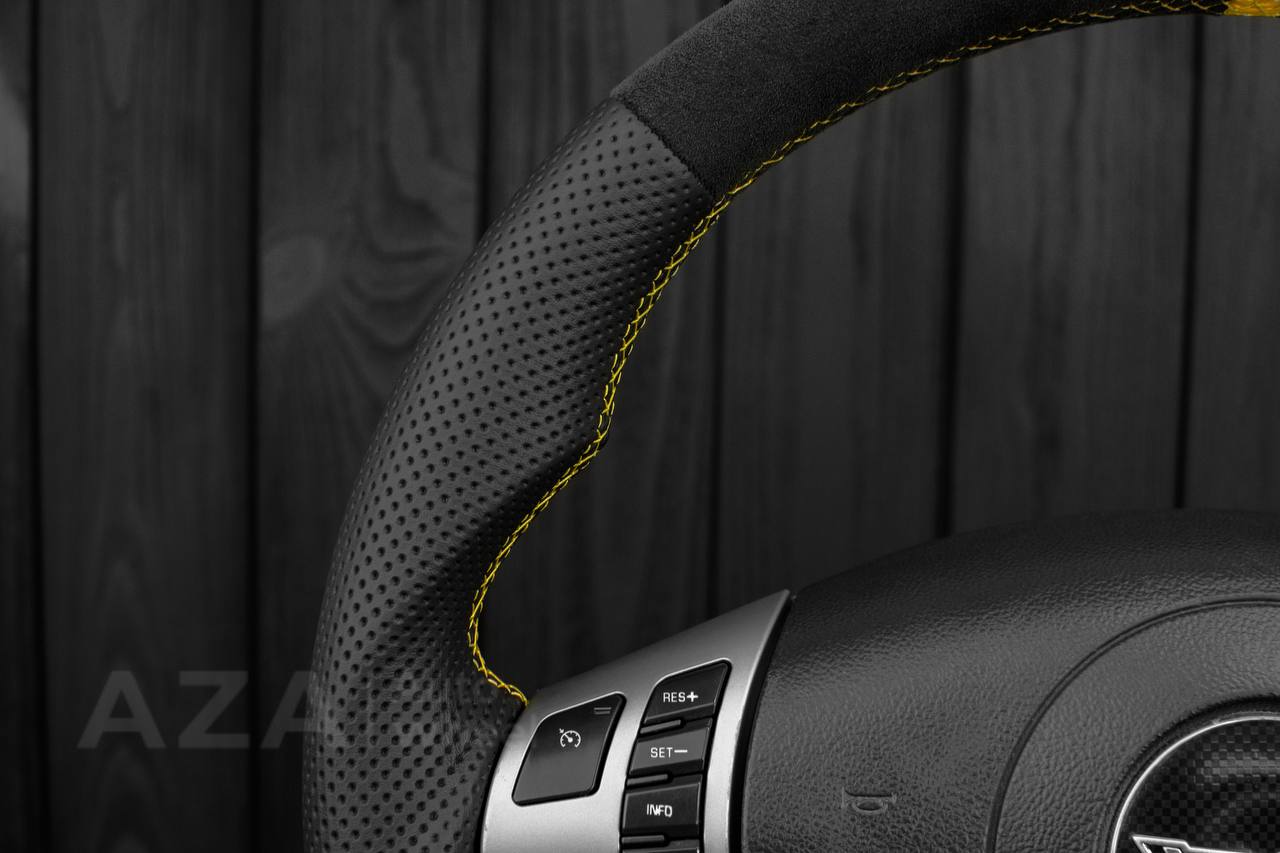 Steering wheel 2006-2011 Corvette C6 Perforated leather/Alcantara/Yellow stripe - Image 8
