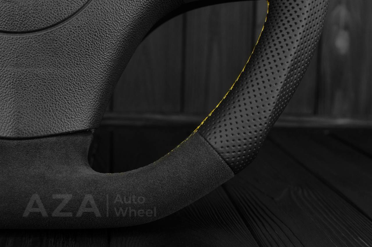 Steering wheel 2006-2011 Corvette C6 Perforated leather/Alcantara/Yellow stripe - Image 9