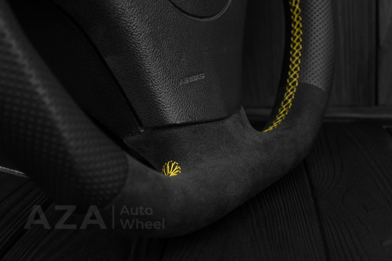 Steering wheel 2006-2011 Corvette C6 Perforated leather/Alcantara/Yellow stripe - Image 15