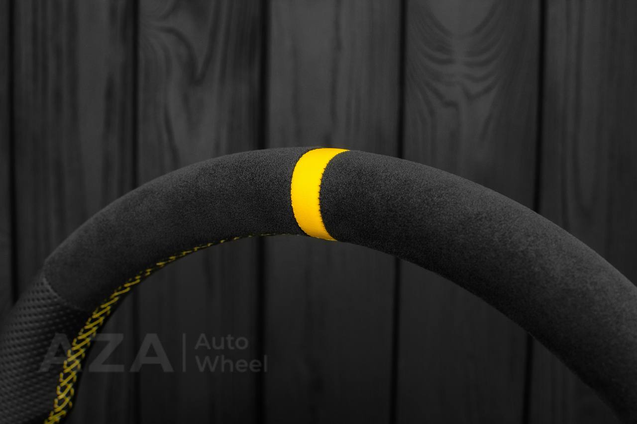 Steering wheel 2006-2011 Corvette C6 Perforated leather/Alcantara/Yellow stripe - Image 16