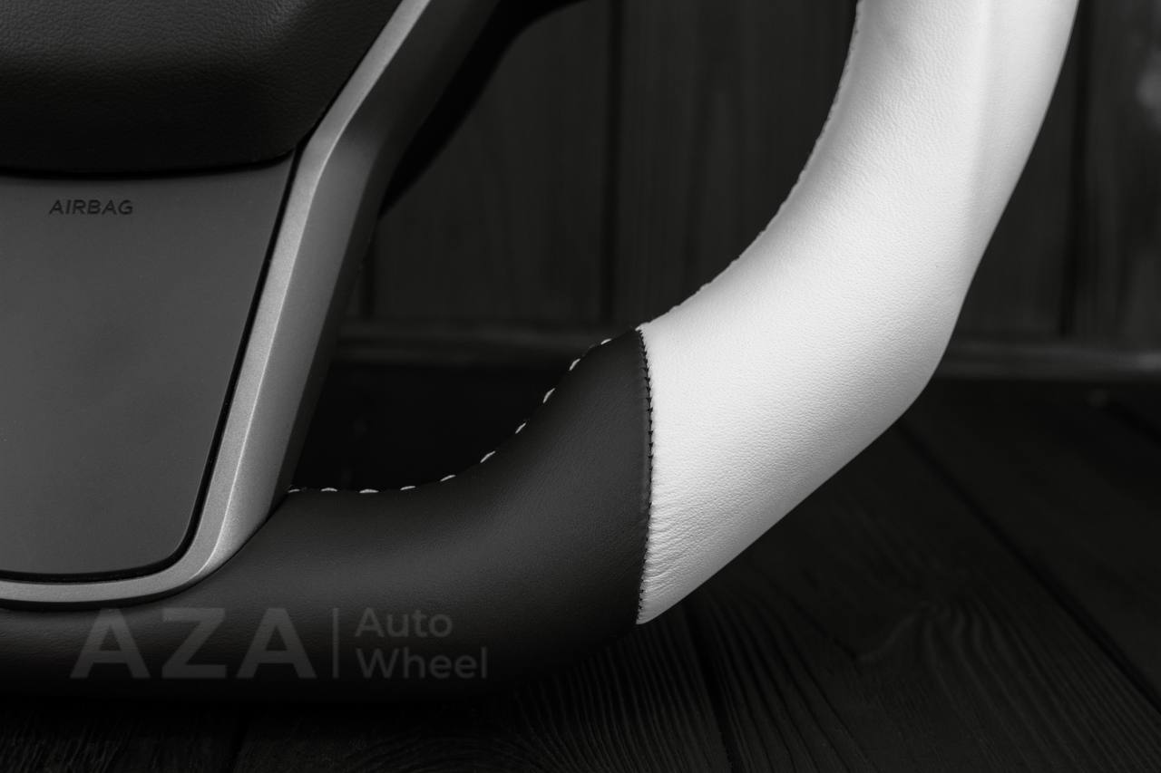 Steering Wheel Tesla Model 3Y Italian Napa/Black White Custom - Image 9