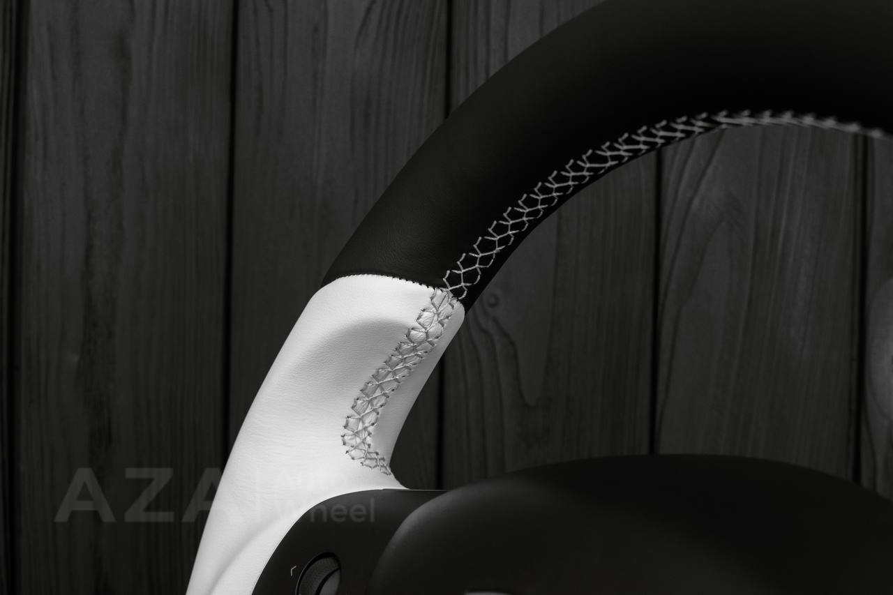 Steering Wheel Tesla Model 3Y Italian Napa/Black White Custom - Image 11