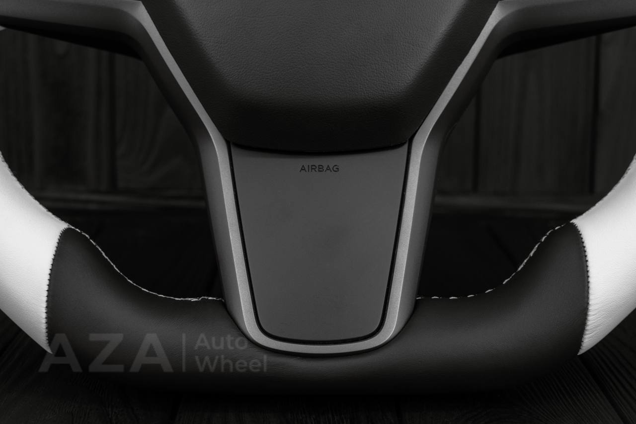 Steering Wheel Tesla Model 3Y Italian Napa/Black White Custom - Image 13
