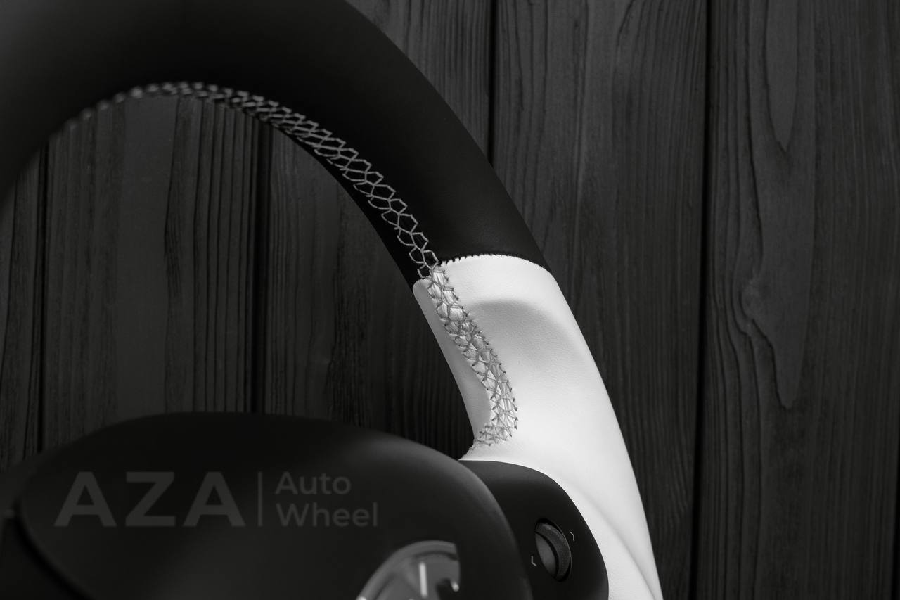 Steering Wheel Tesla Model 3Y Italian Napa/Black White Custom - Image 14