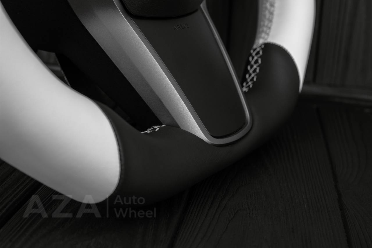 Steering Wheel Tesla Model 3Y Italian Napa/Black White Custom - Image 16