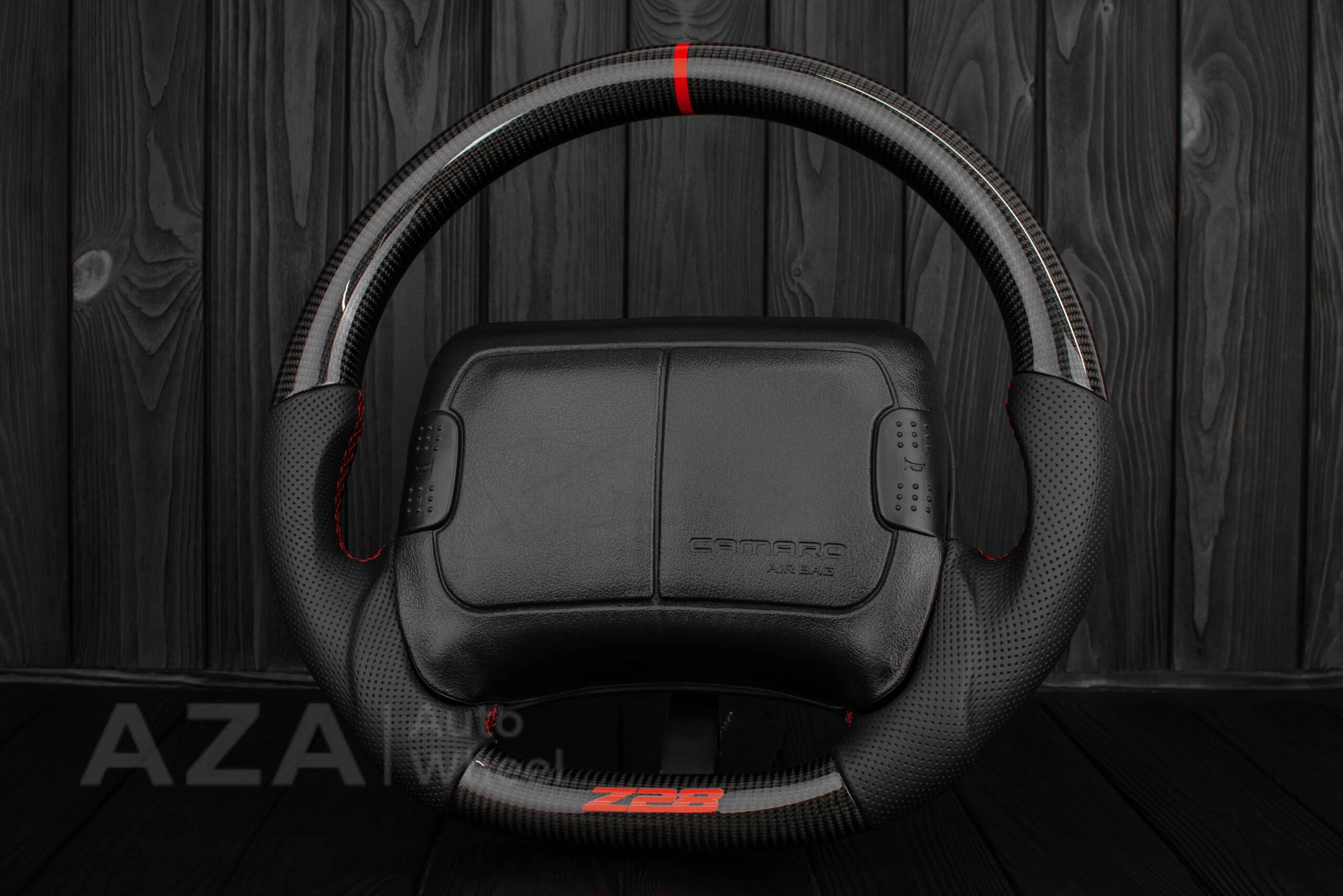 Steering wheel Camaro Z28 1993-2002 Carbon Fiber/Perforated leather/Red Accents - Image 3