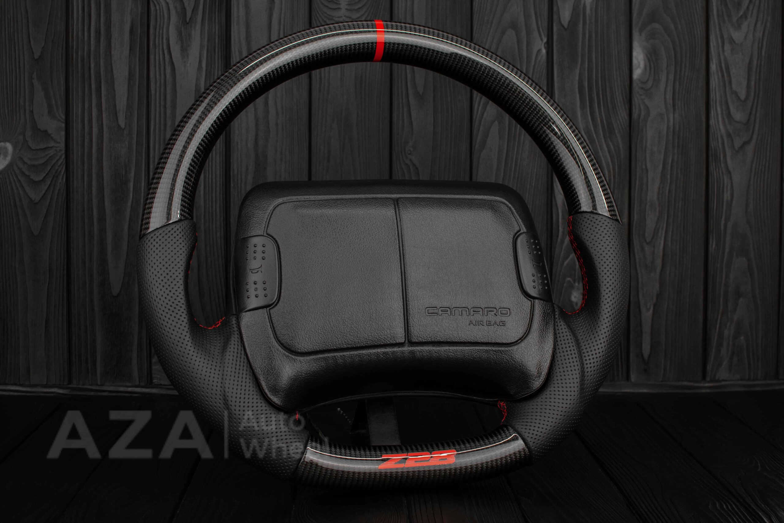Steering wheel Camaro Z28 1993-2002 Carbon Fiber/Perforated leather/Red Accents - Image 4