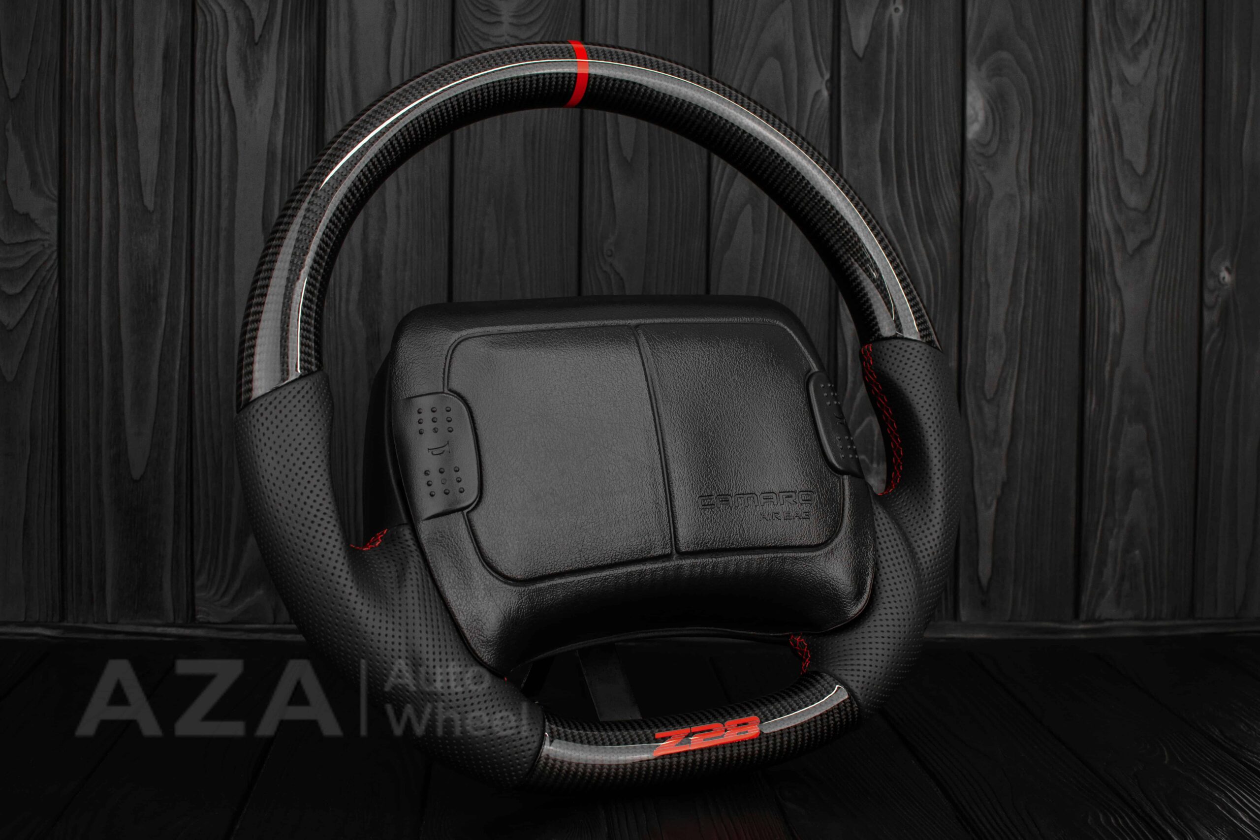 Steering wheel Camaro Z28 1993-2002 Carbon Fiber/Perforated leather/Red Accents - Image 5