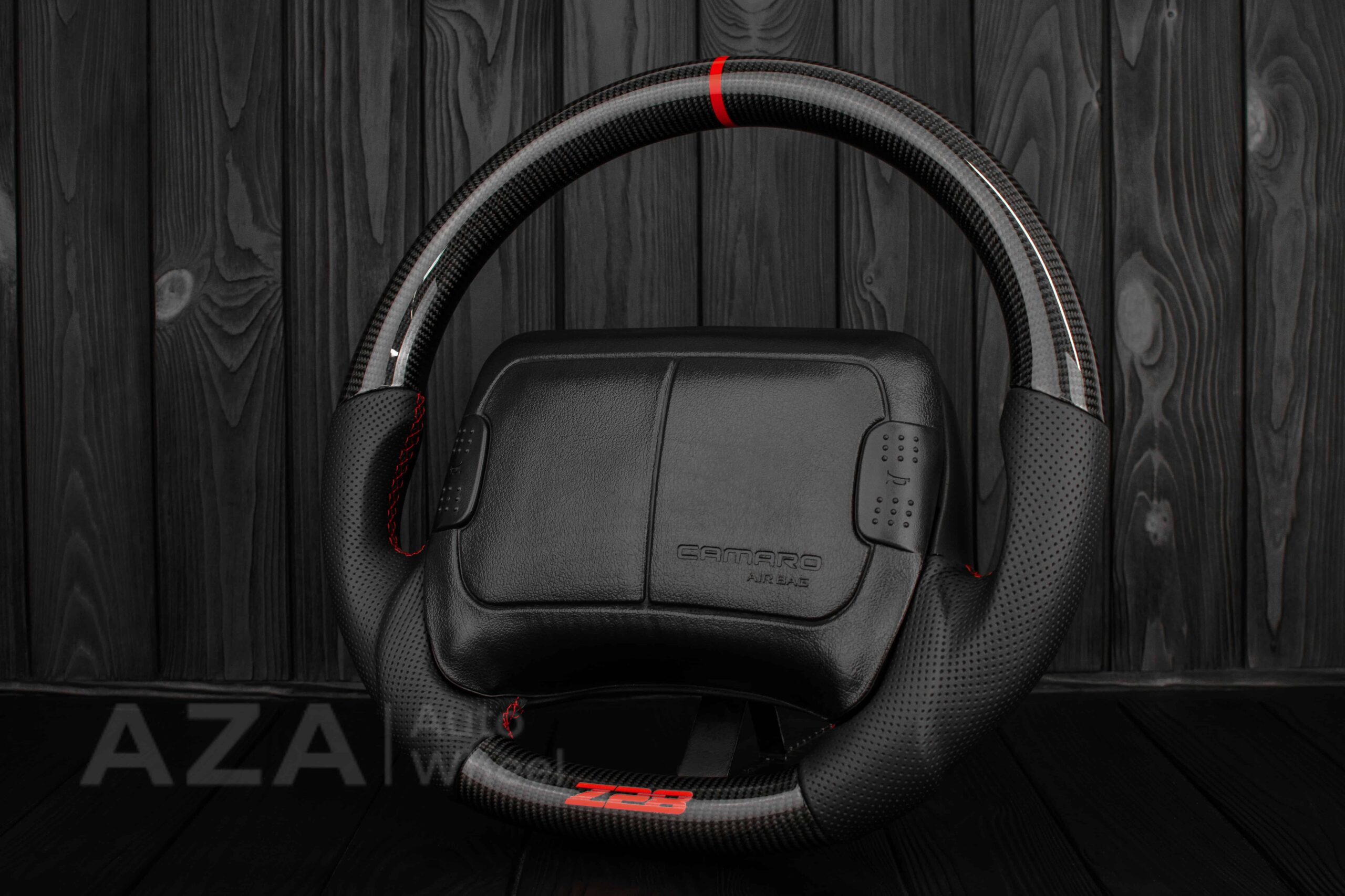 Steering wheel Camaro Z28 1993-2002 Carbon Fiber/Perforated leather/Red Accents - Image 6