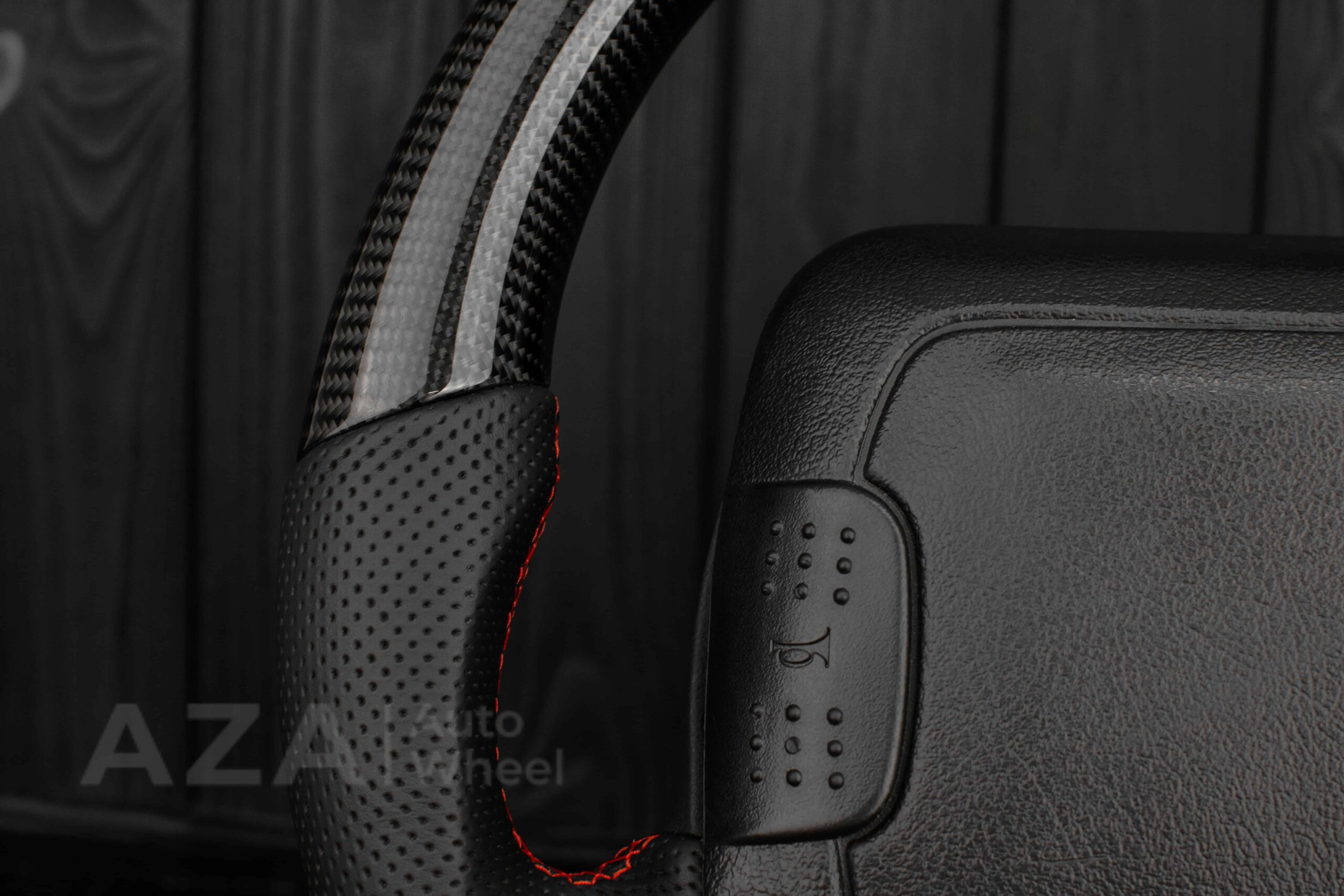 Steering wheel Camaro Z28 1993-2002 Carbon Fiber/Perforated leather/Red Accents - Image 8