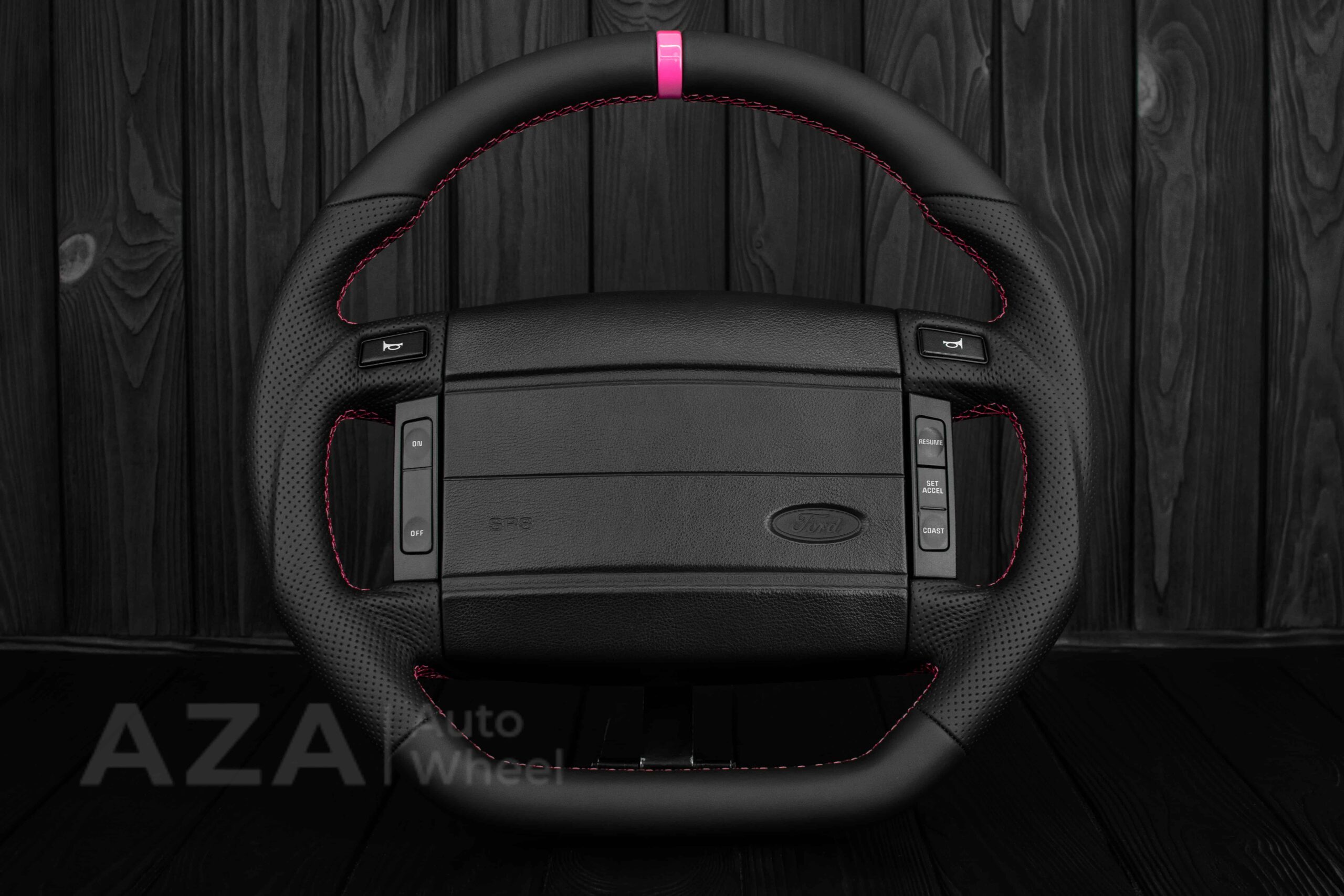 Steering Wheel Fox Body Ford Mustang GT Cobra SVT Saleen Roush Napa/Perforated leather/Pink (Cancer Awareness)