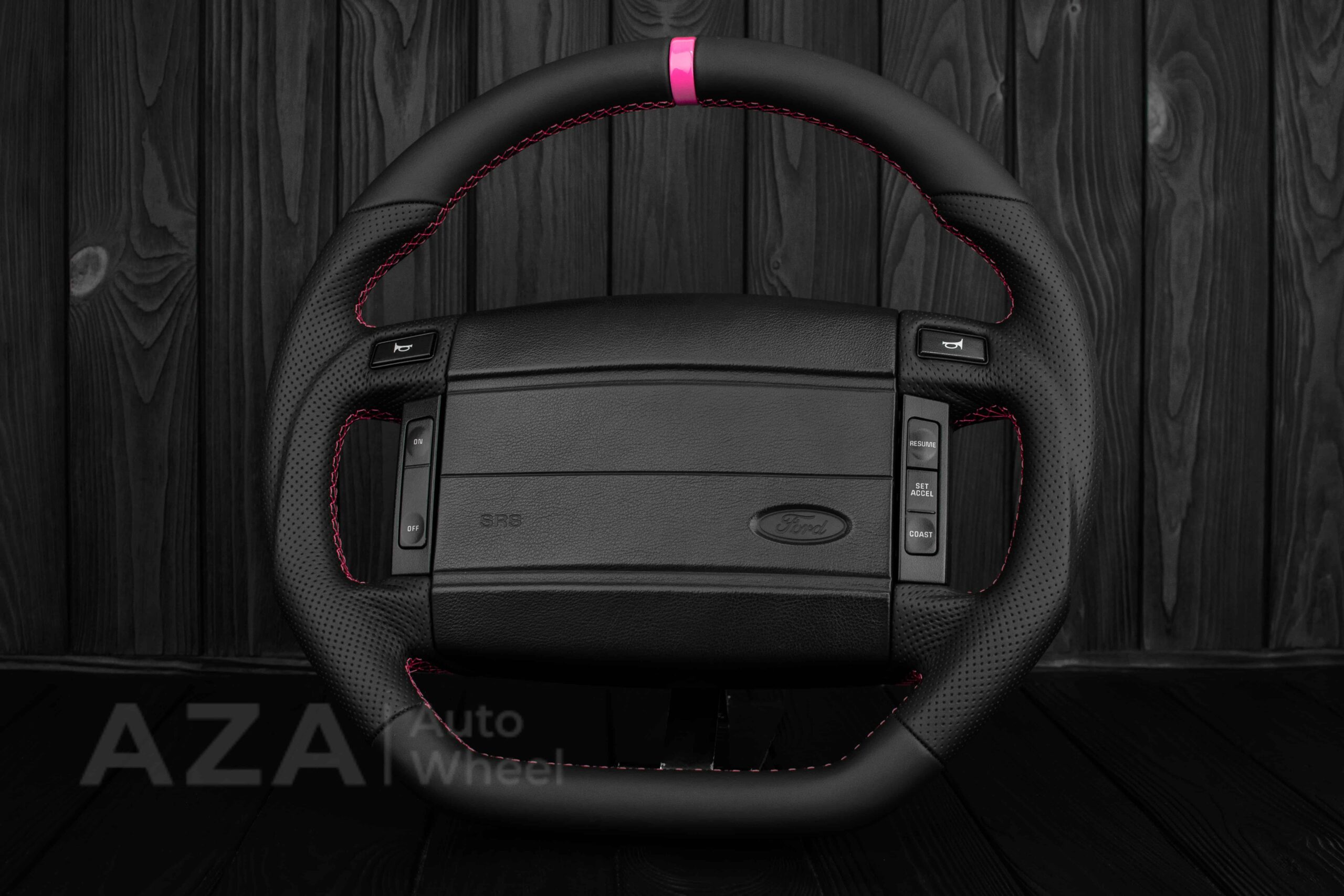 Steering Wheel Fox Body Ford Mustang GT Cobra SVT Saleen Roush Napa/Perforated leather/Pink (Cancer Awareness) - Image 3