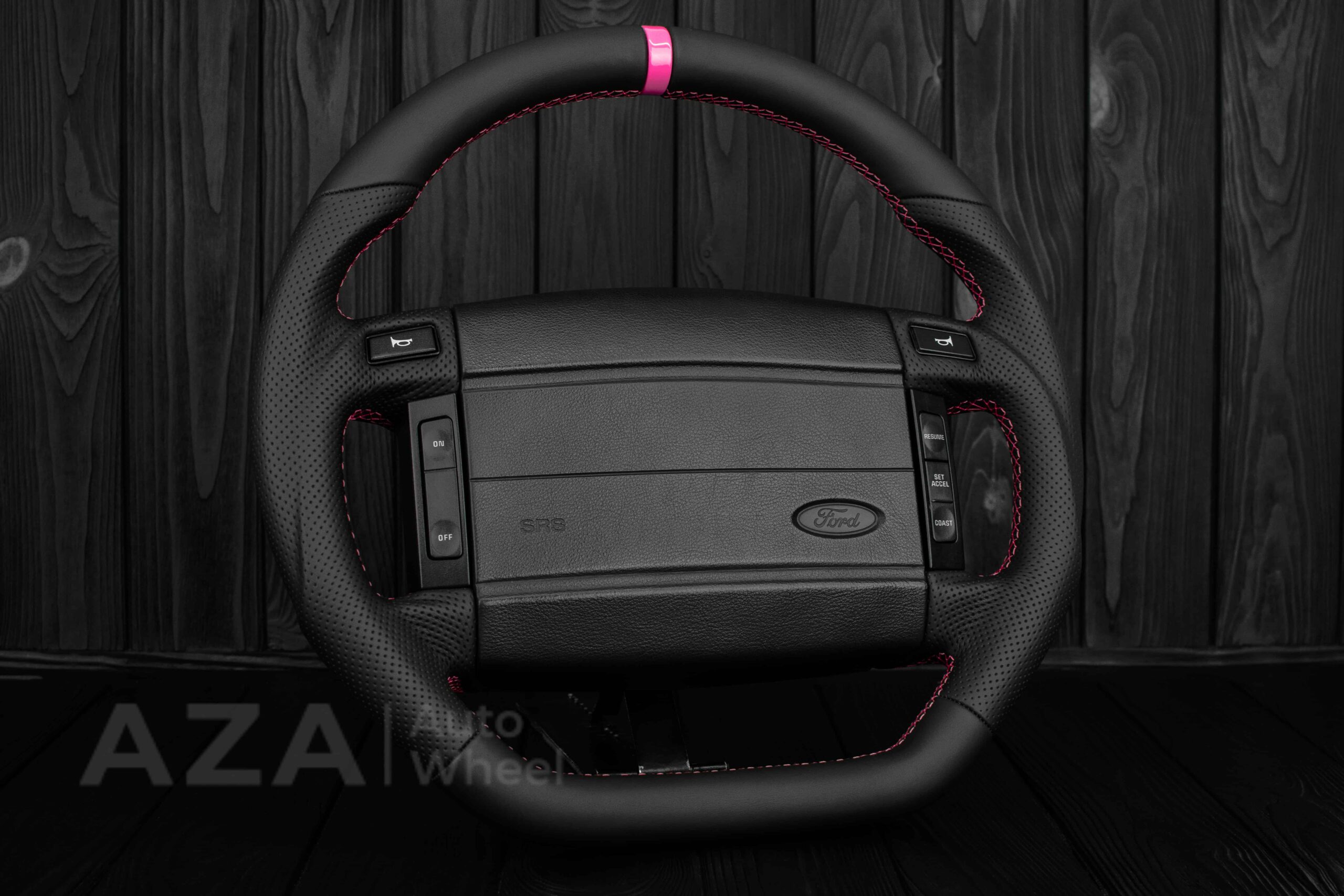 Steering Wheel Fox Body Ford Mustang GT Cobra SVT Saleen Roush Napa/Perforated leather/Pink (Cancer Awareness) - Image 4