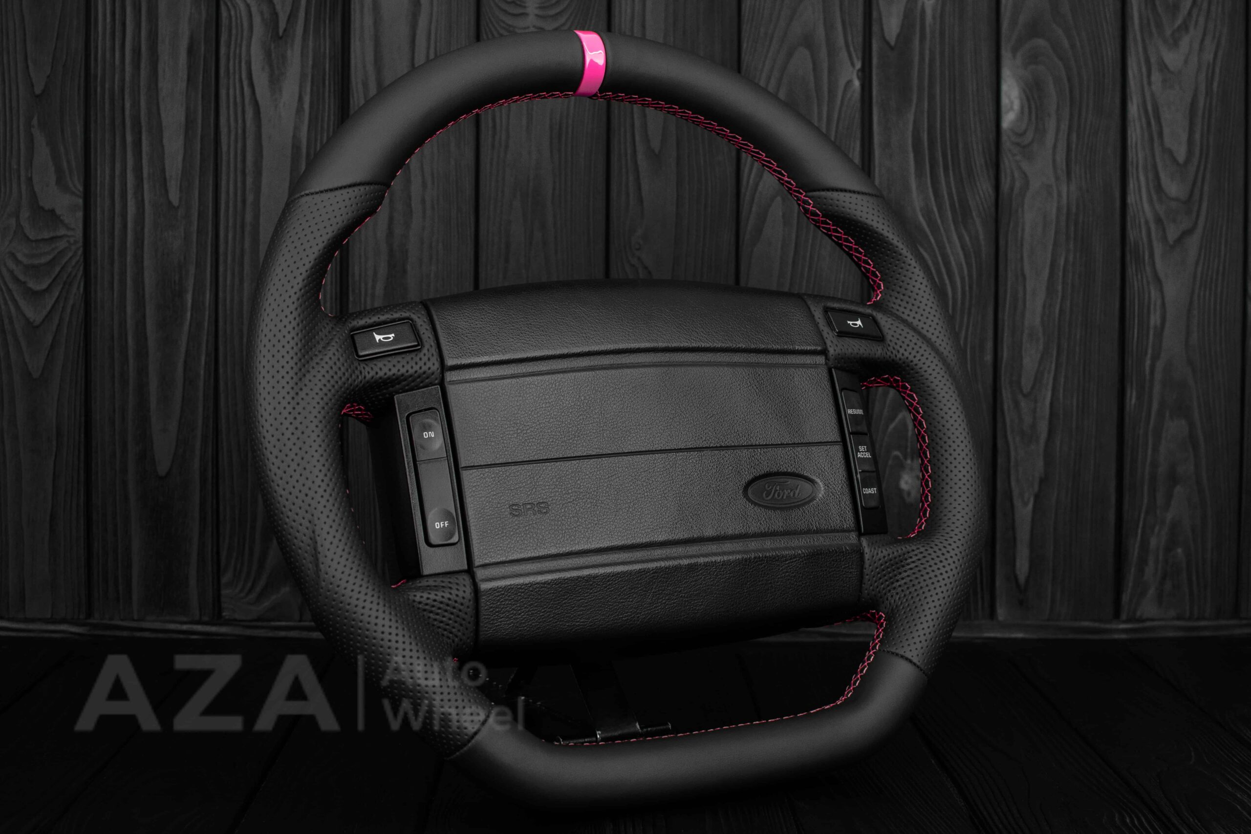 Steering Wheel Fox Body Ford Mustang GT Cobra SVT Saleen Roush Napa/Perforated leather/Pink (Cancer Awareness) - Image 5
