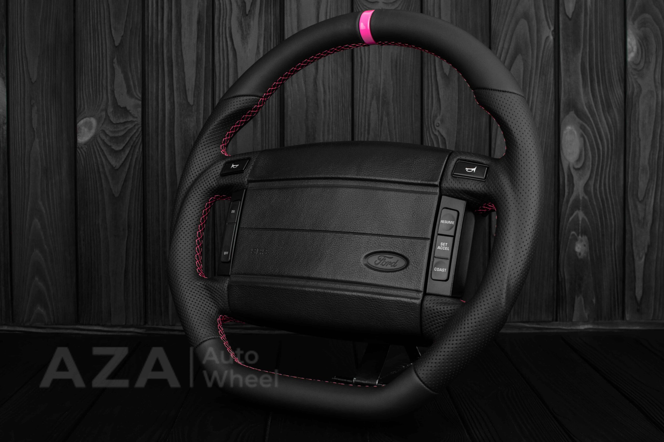 Steering Wheel Fox Body Ford Mustang GT Cobra SVT Saleen Roush Napa/Perforated leather/Pink (Cancer Awareness) - Image 6