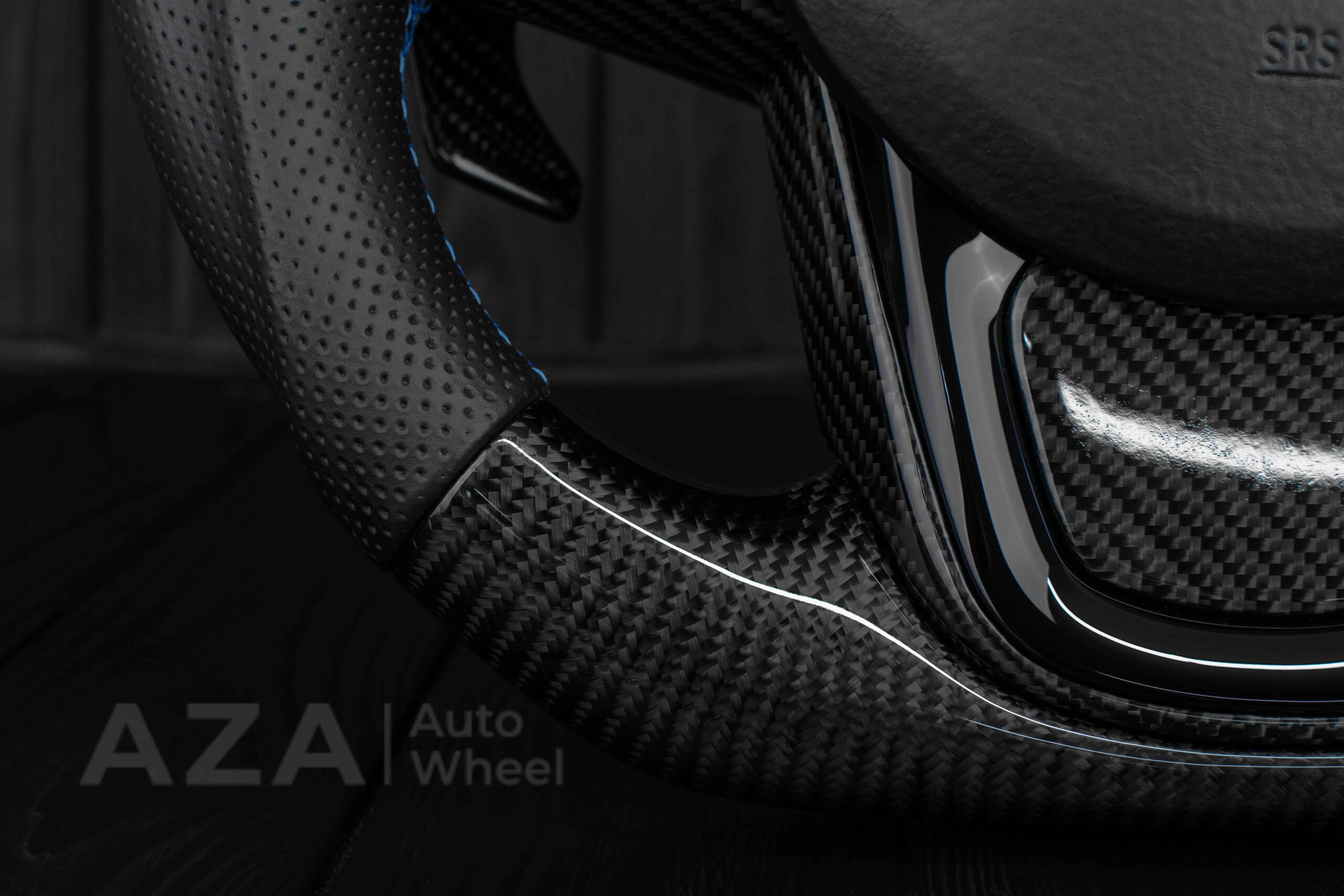 Steering wheel 2020+ TOYOTA SUPRA A90/A91+ Carbon fiber/Perforated leather/Blue stripe - Image 10
