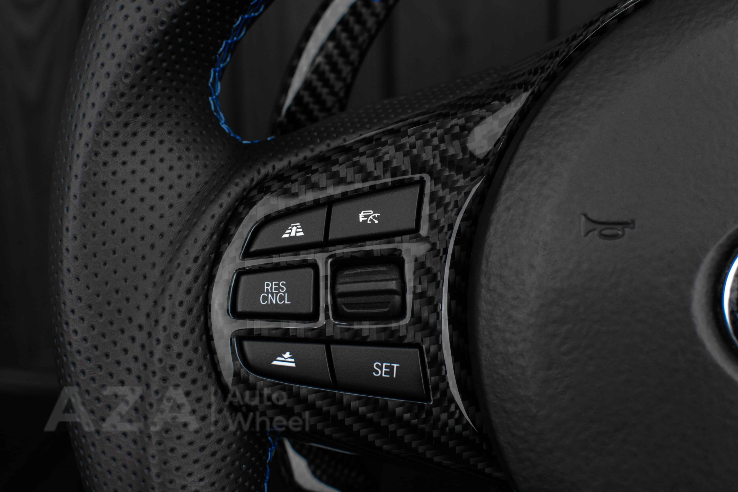 Steering wheel 2020+ TOYOTA SUPRA A90/A91+ Carbon fiber/Perforated leather/Blue stripe - Image 14