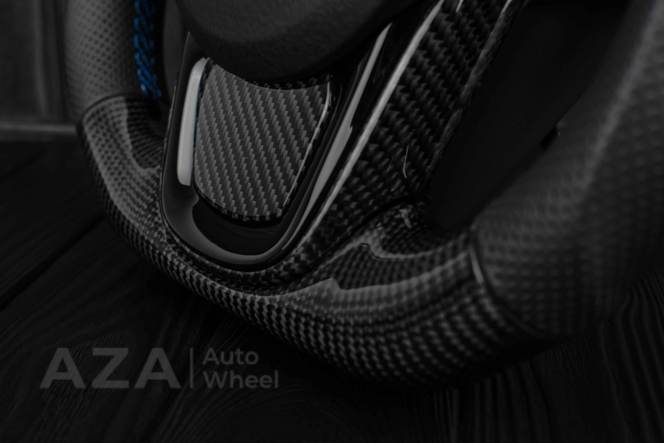 Steering wheel 2020+ TOYOTA SUPRA A90/A91+ Carbon fiber/Perforated leather/Blue stripe - Image 16