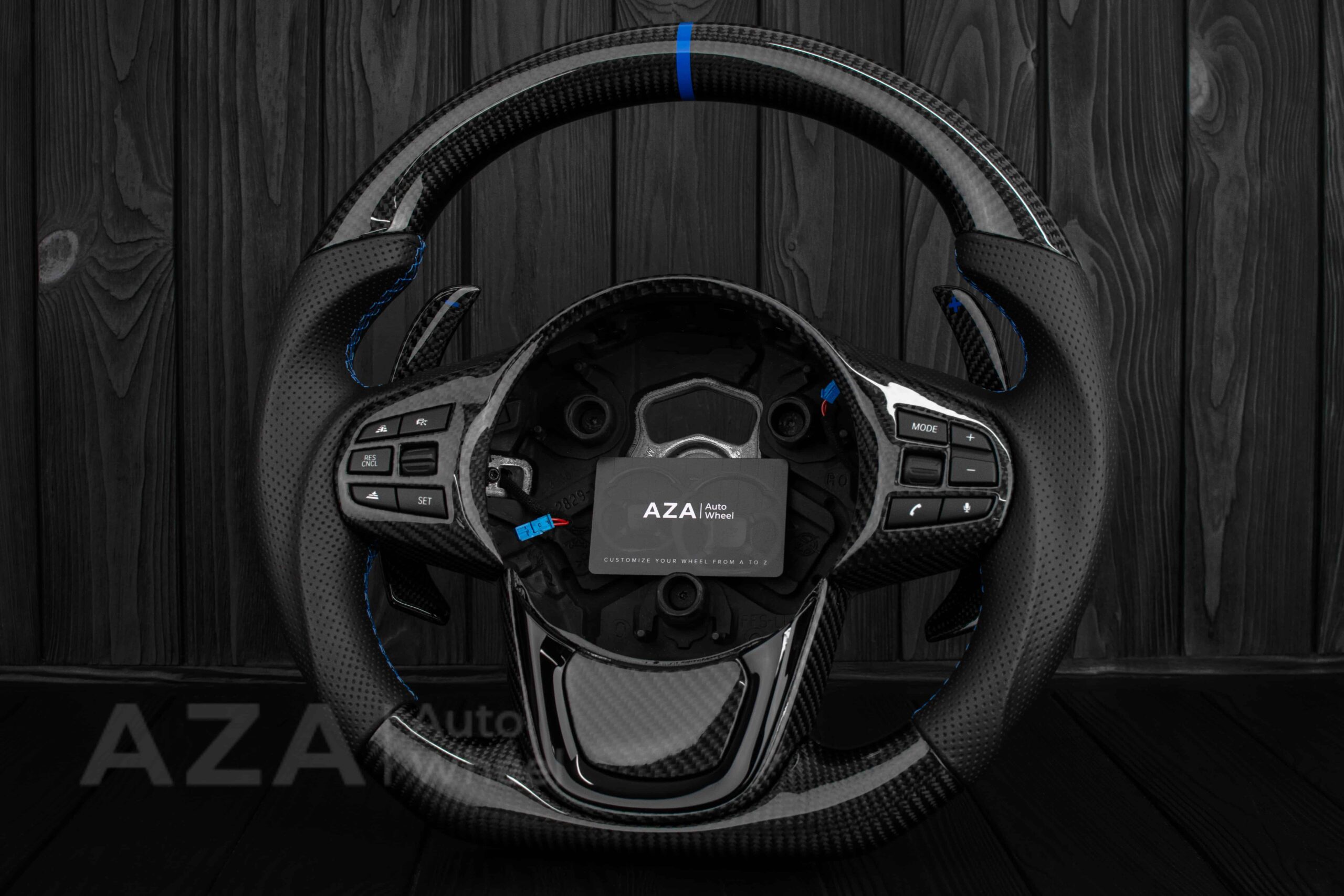 Steering wheel 2020+ TOYOTA SUPRA A90/A91+ Carbon fiber/Perforated leather/Blue stripe - Image 22