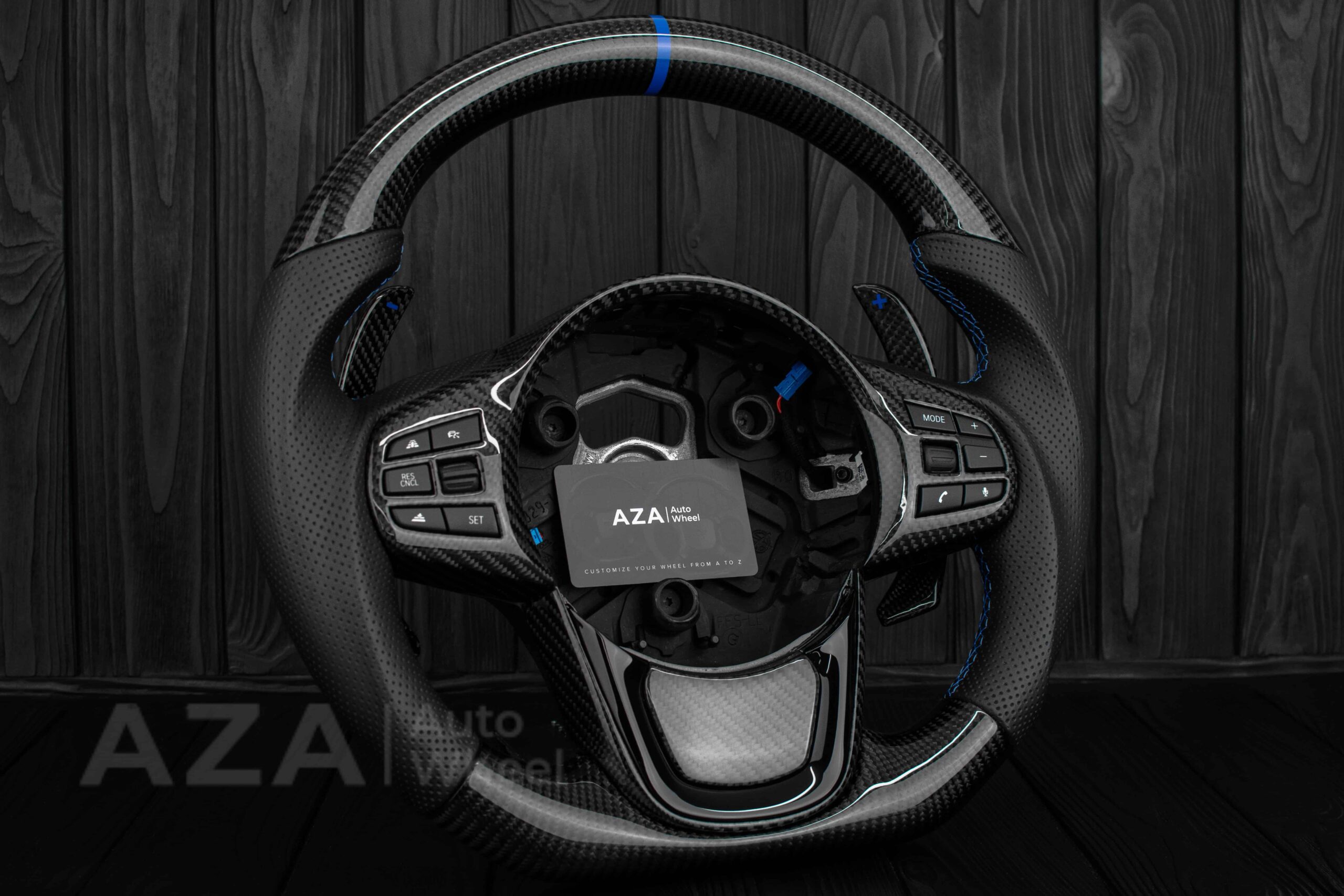 Steering wheel 2020+ TOYOTA SUPRA A90/A91+ Carbon fiber/Perforated leather/Blue stripe - Image 23