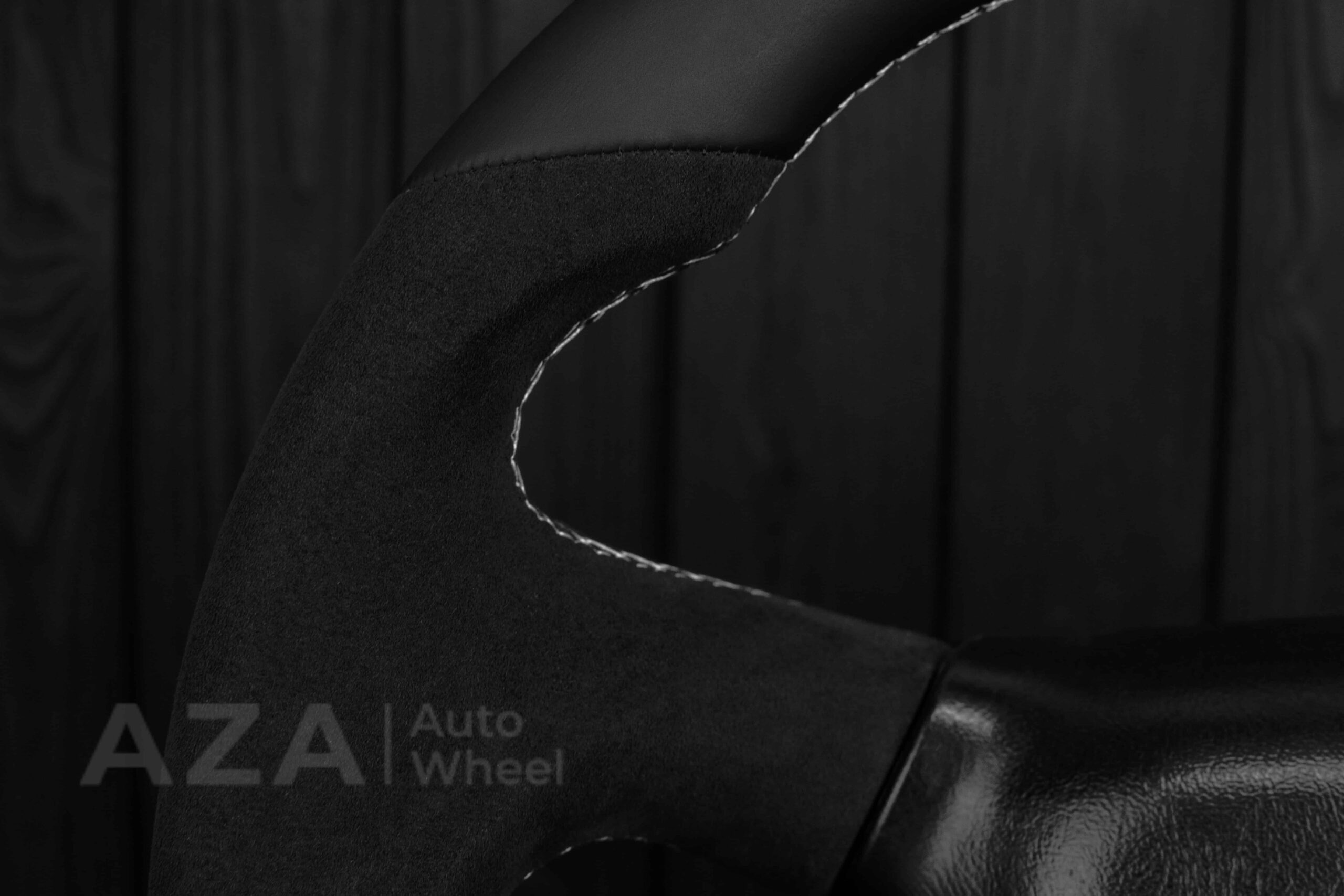 Steering wheel GM, Silverado, Sierra, Escalade, Yukon, S10, Blazer, Tahoe, Suburban (1998-2002) Alcantara/Napa/Light Gray stitch/White Stripe - Image 8