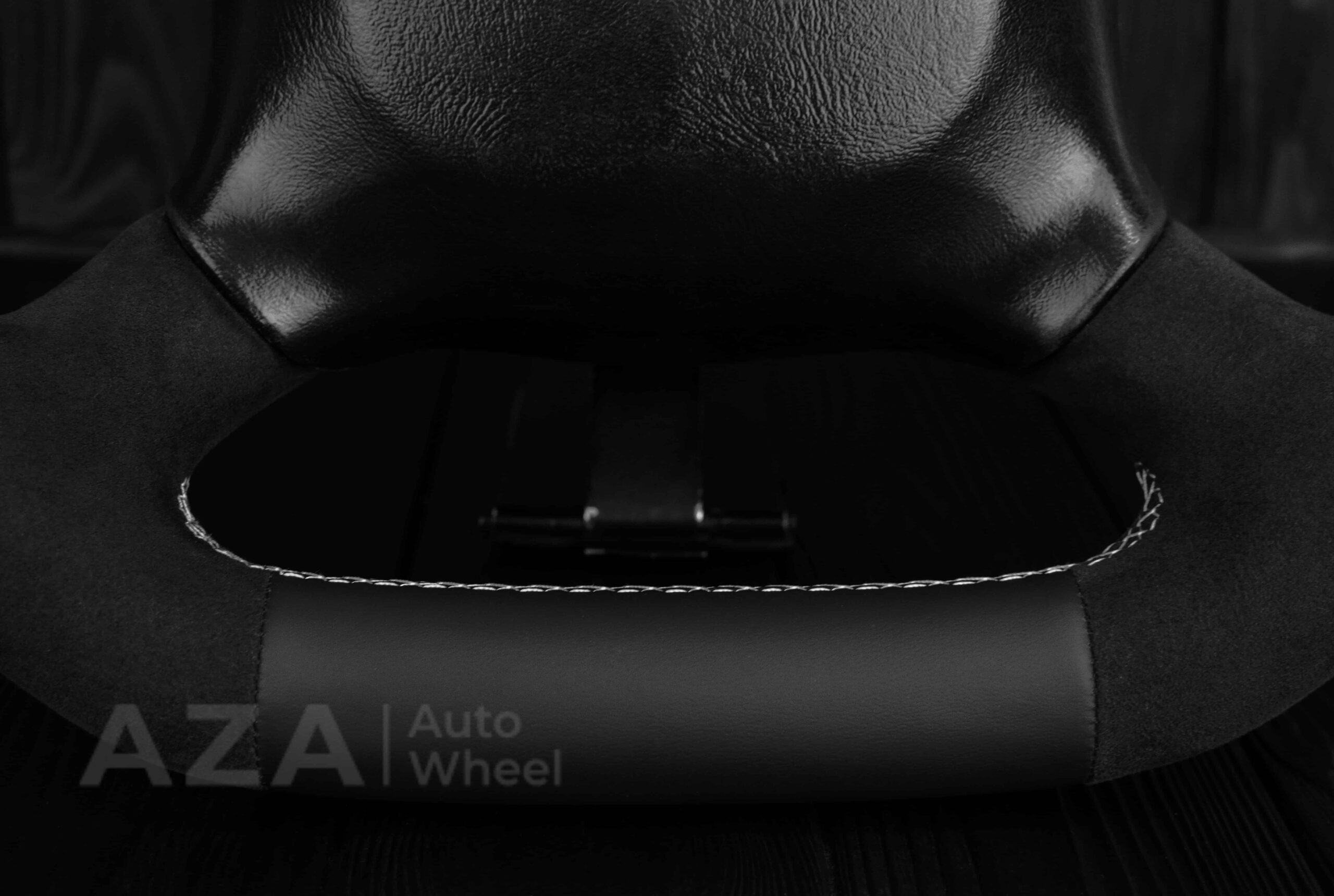 Steering wheel GM, Silverado, Sierra, Escalade, Yukon, S10, Blazer, Tahoe, Suburban (1998-2002) Alcantara/Napa/Light Gray stitch/White Stripe - Image 11