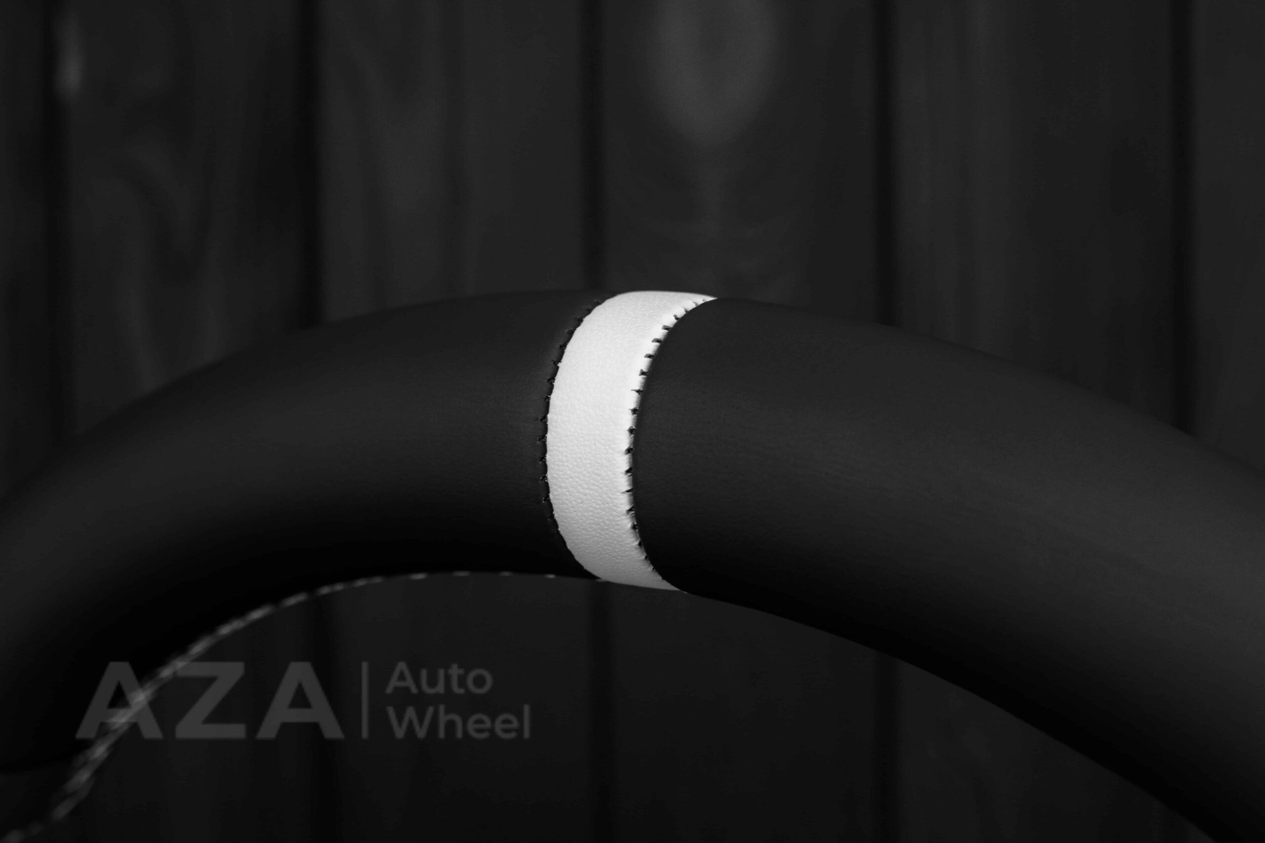 Steering wheel GM, Silverado, Sierra, Escalade, Yukon, S10, Blazer, Tahoe, Suburban (1998-2002) Alcantara/Napa/Light Gray stitch/White Stripe - Image 15