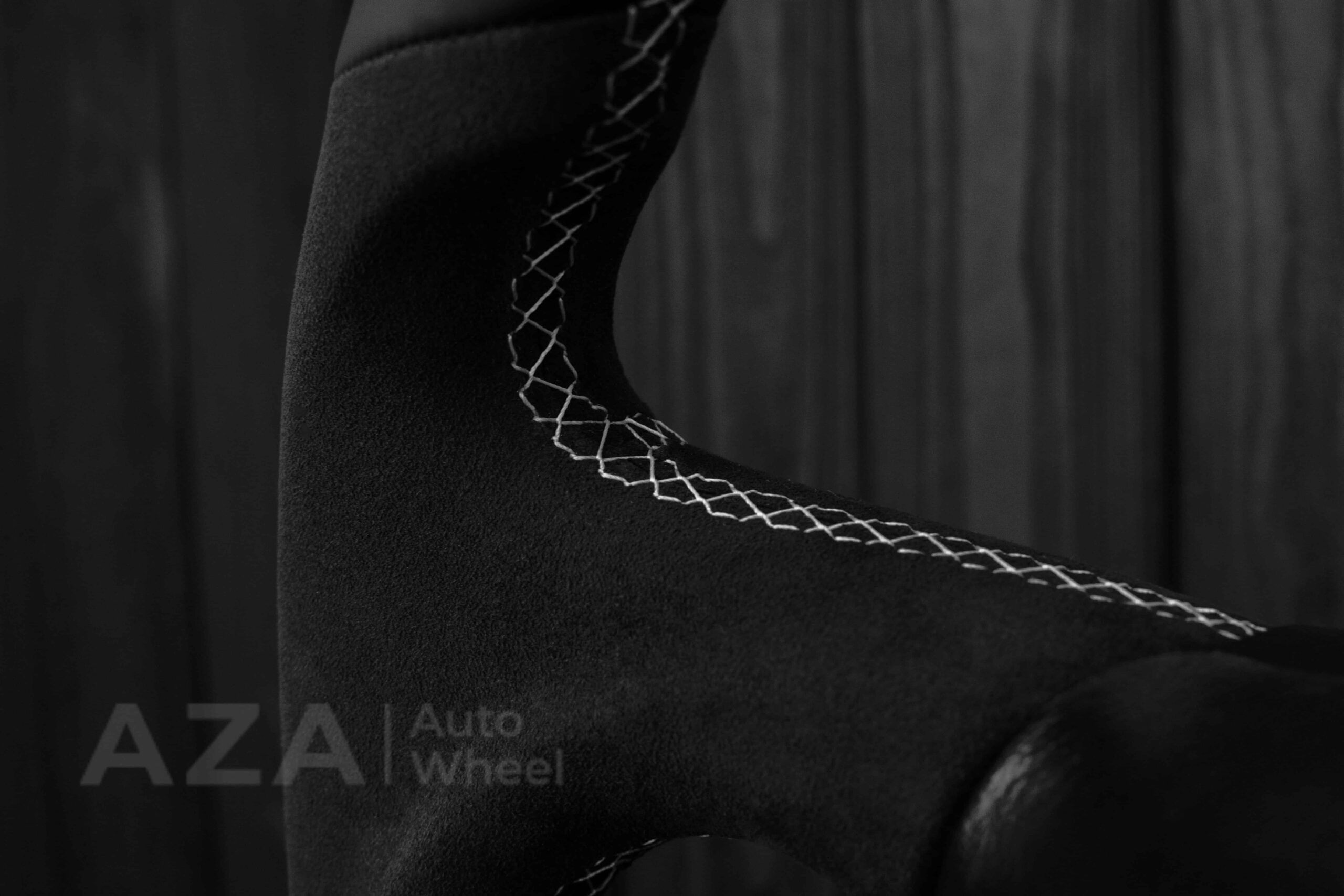 Steering wheel GM, Silverado, Sierra, Escalade, Yukon, S10, Blazer, Tahoe, Suburban (1998-2002) Alcantara/Napa/Light Gray stitch/White Stripe - Image 16