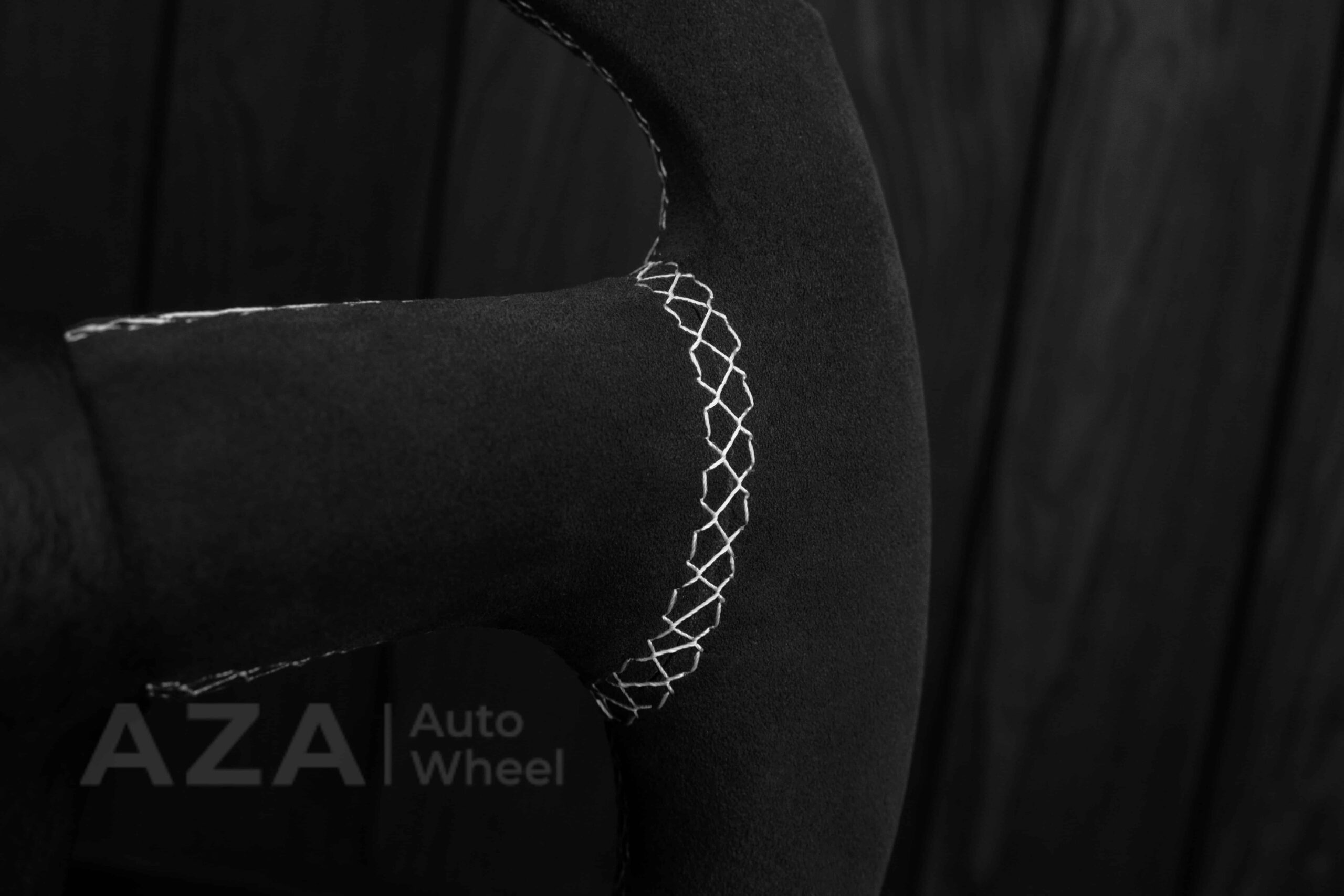 Steering wheel GM, Silverado, Sierra, Escalade, Yukon, S10, Blazer, Tahoe, Suburban (1998-2002) Alcantara/Napa/Light Gray stitch/White Stripe - Image 18