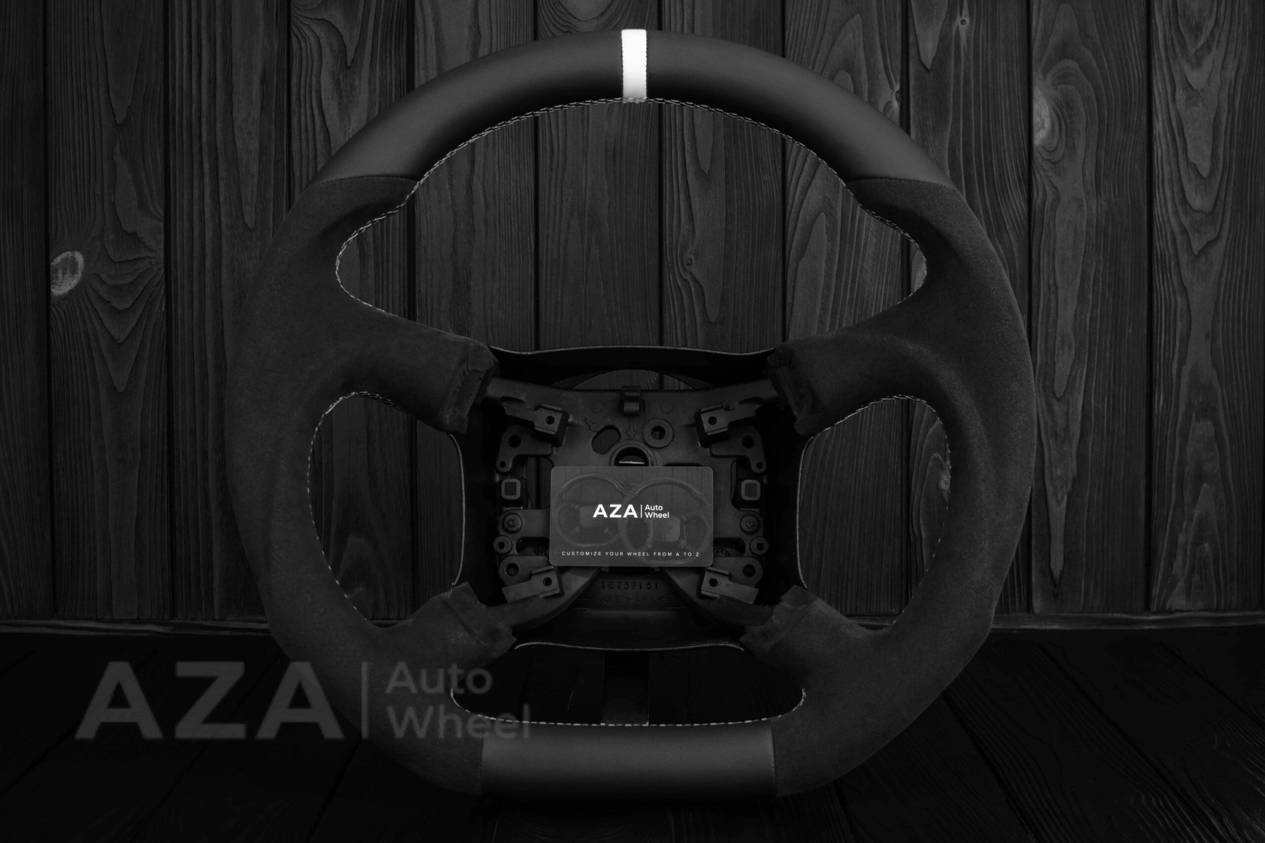 Steering wheel GM, Silverado, Sierra, Escalade, Yukon, S10, Blazer, Tahoe, Suburban (1998-2002) Alcantara/Napa/Light Gray stitch/White Stripe - Image 19