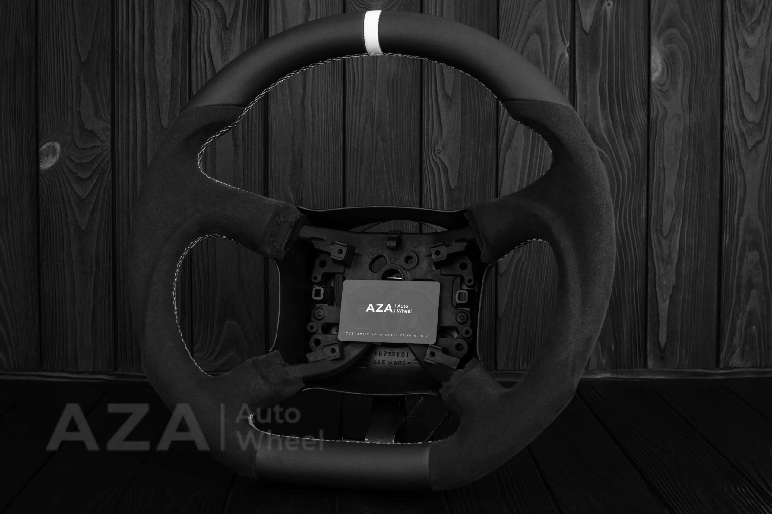 Steering wheel GM, Silverado, Sierra, Escalade, Yukon, S10, Blazer, Tahoe, Suburban (1998-2002) Alcantara/Napa/Light Gray stitch/White Stripe - Image 20