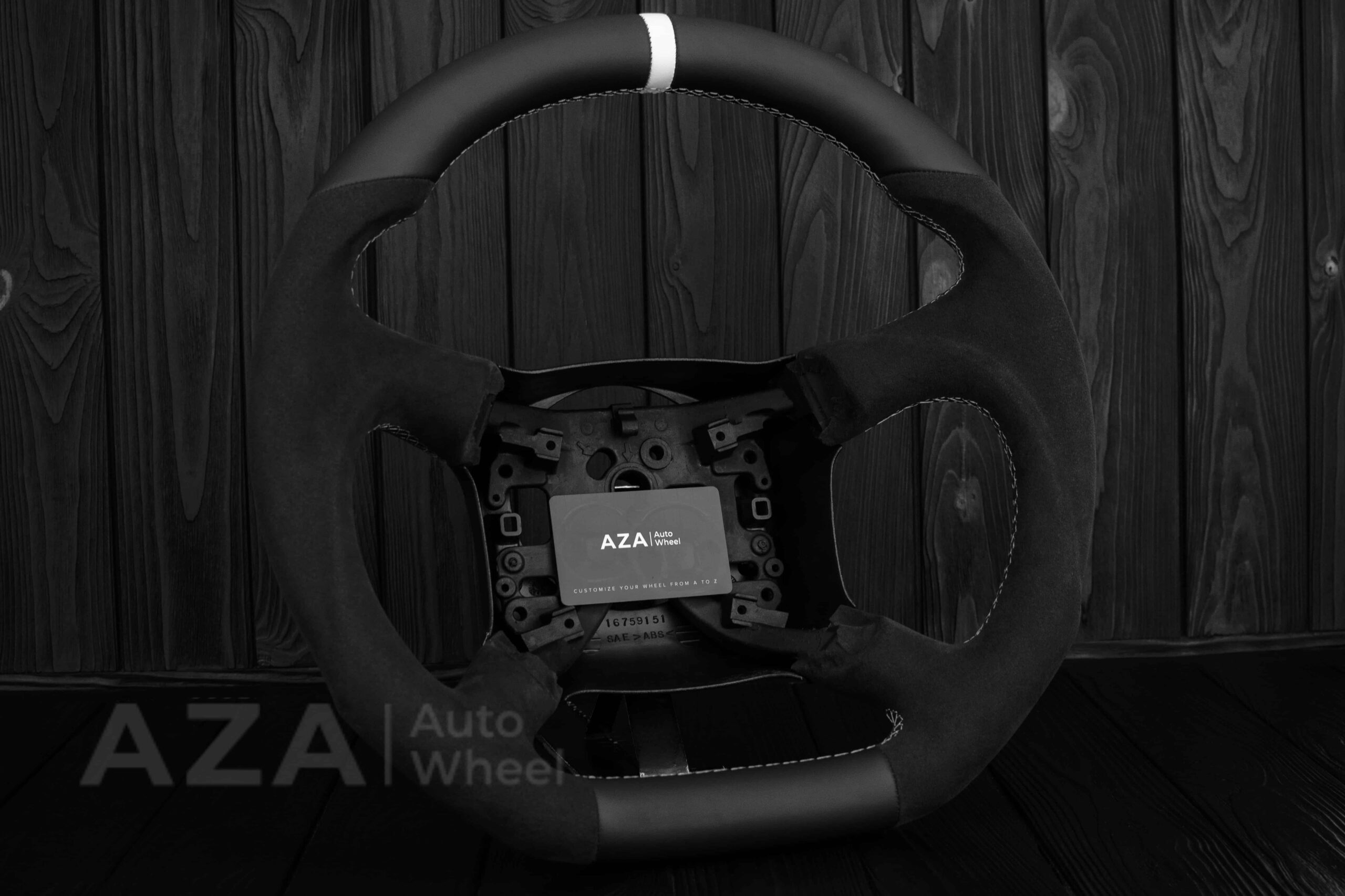 Steering wheel GM, Silverado, Sierra, Escalade, Yukon, S10, Blazer, Tahoe, Suburban (1998-2002) Alcantara/Napa/Light Gray stitch/White Stripe - Image 21