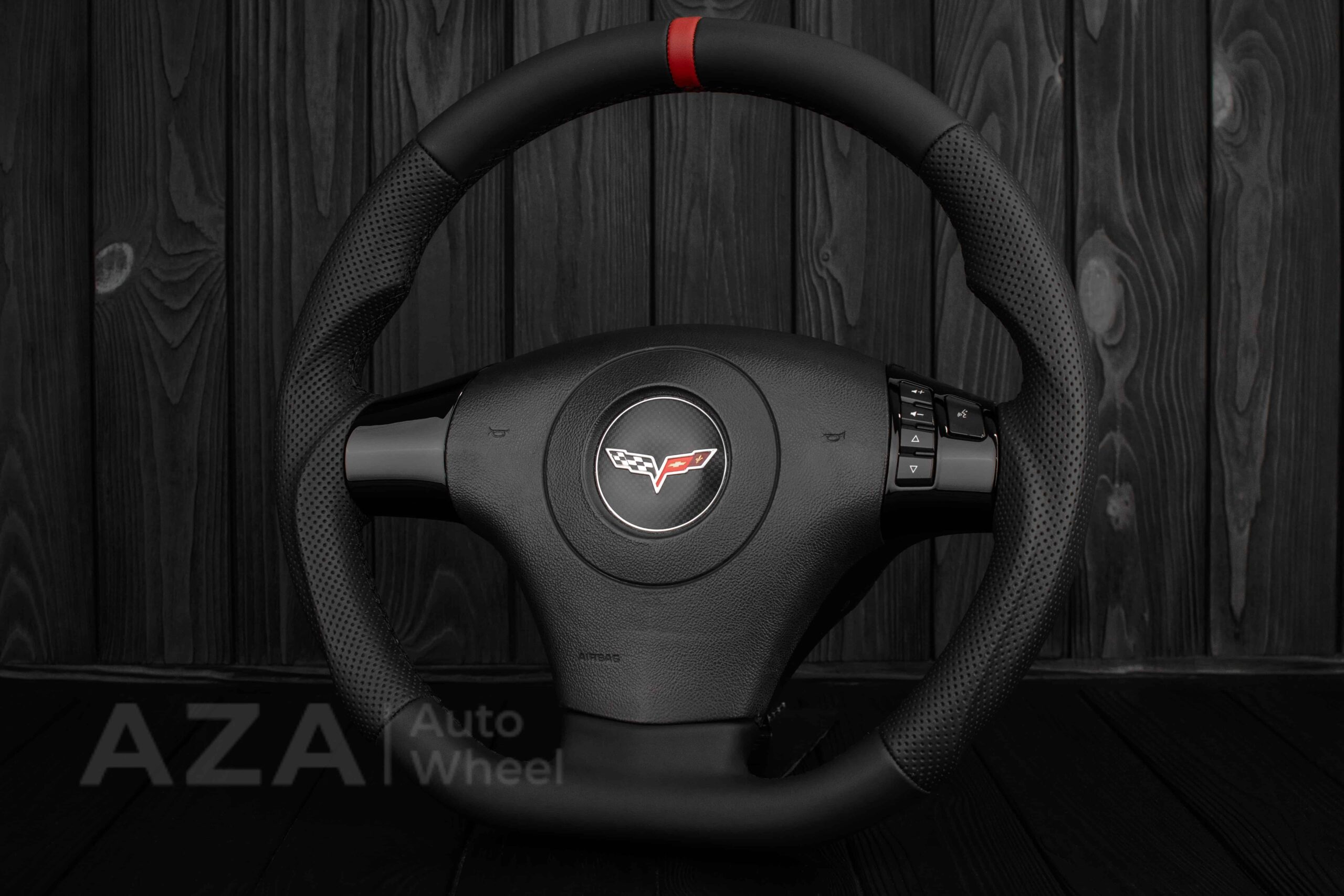 Steering wheel 2006-2011 Corvette C6 Napa/Red Stripe - Image 3