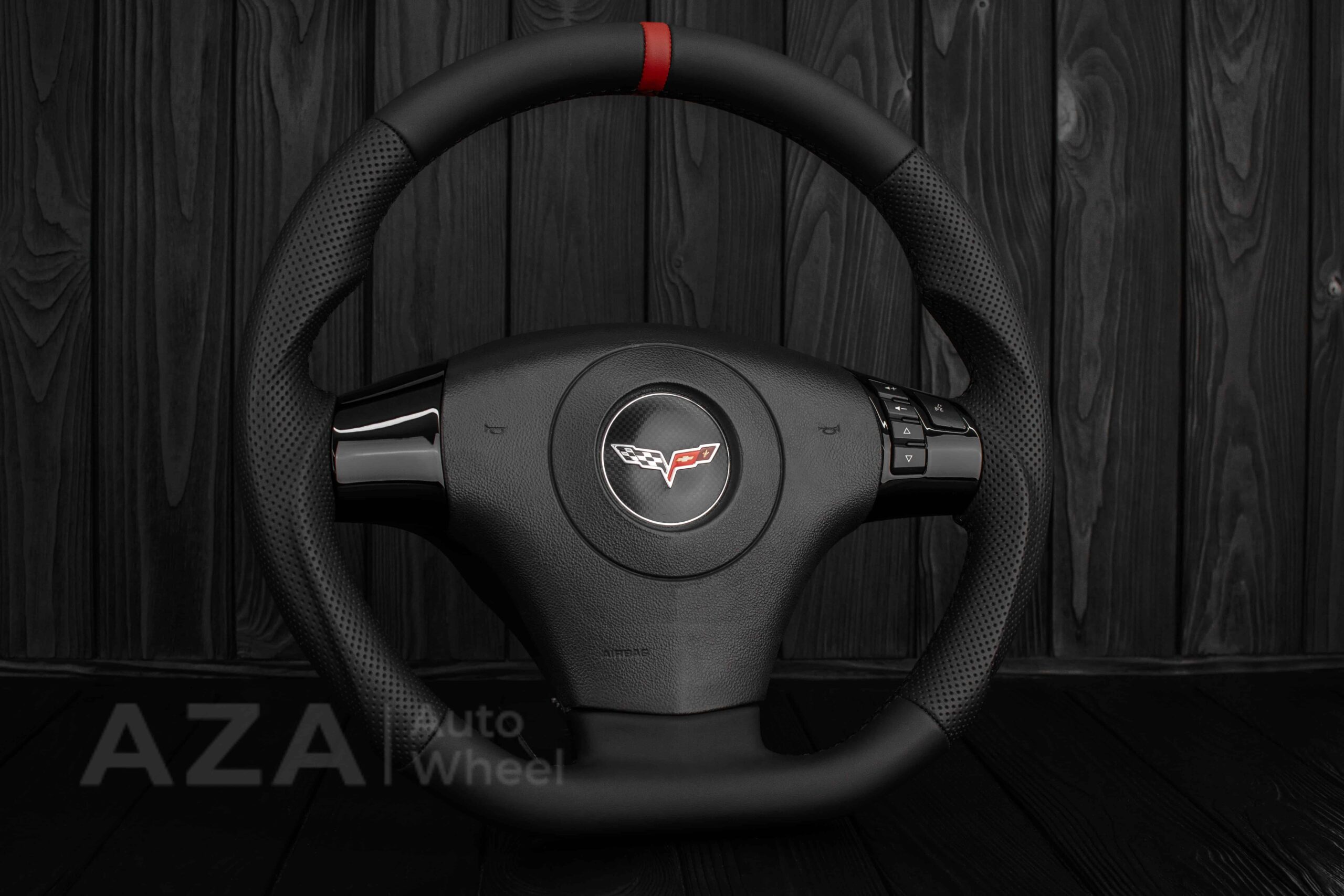Steering wheel 2006-2011 Corvette C6 Napa/Red Stripe - Image 4