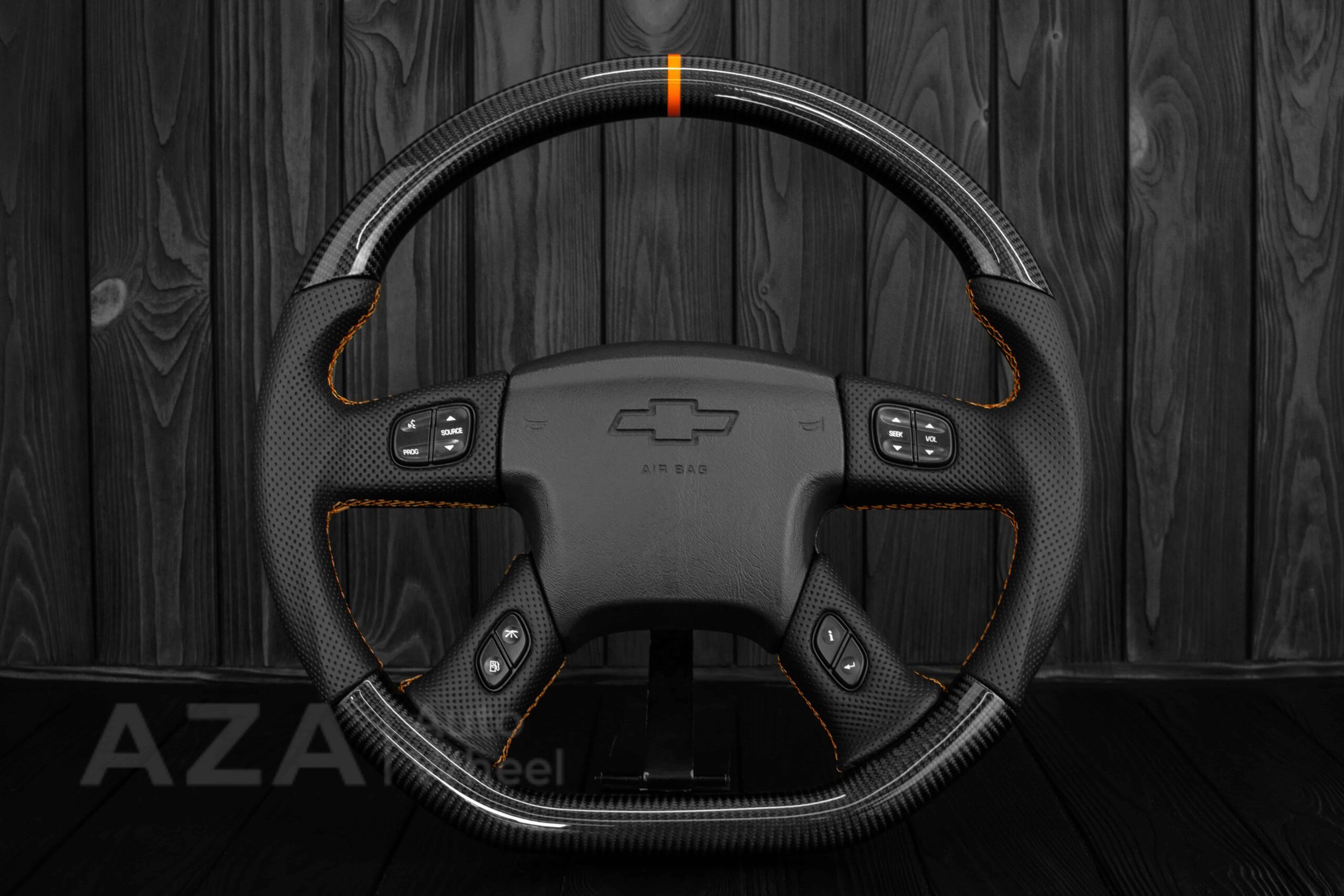 Steering wheel GM, Silverado, Sierra, Yukon, H2, Trailblazer 2003+ Carbon fiber/Napa/ Orange Accents