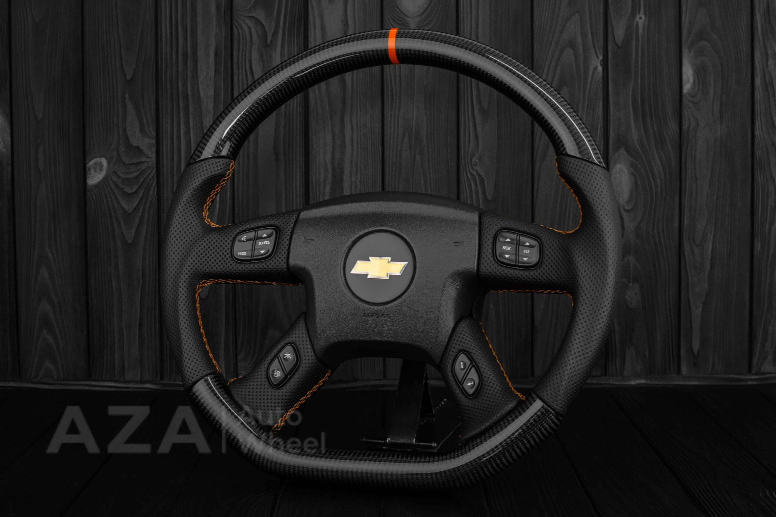 Steering wheel GM, Silverado, Sierra, Yukon, H2, Trailblazer 2003+ Carbon fiber/Napa/ Orange Accents - Image 3