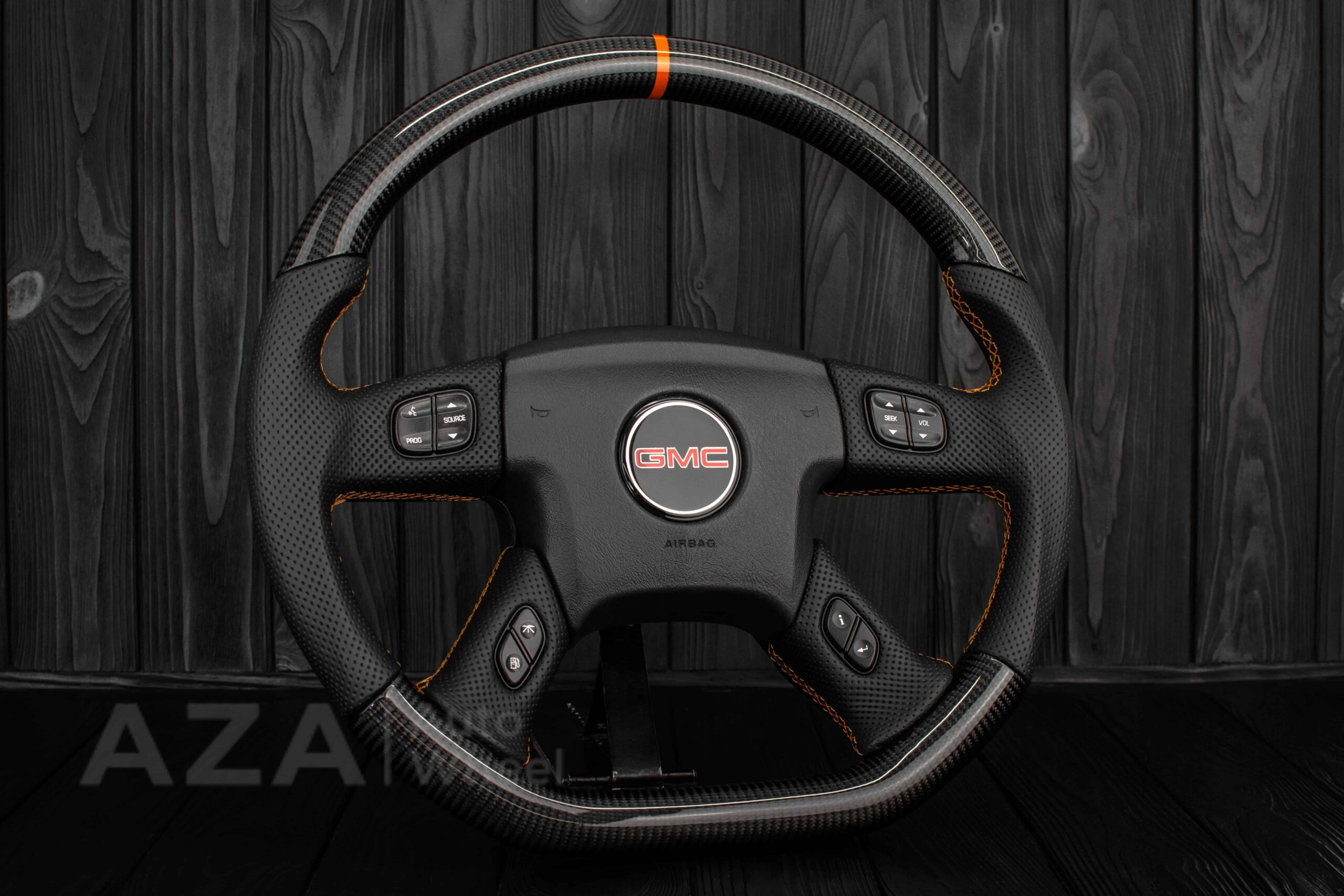 Steering wheel GM, Silverado, Sierra, Yukon, H2, Trailblazer 2003+ Carbon fiber/Napa/ Orange Accents - Image 4