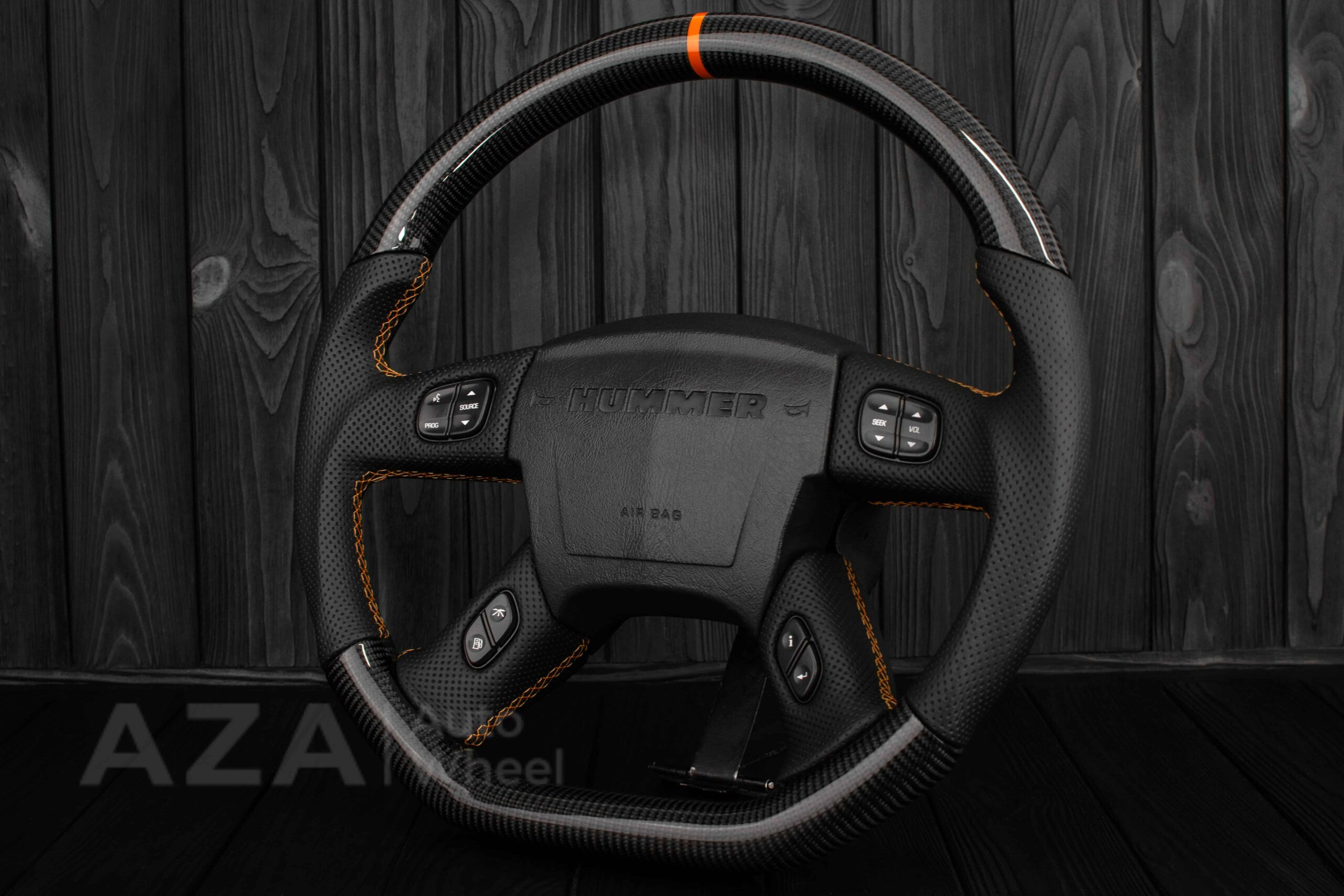 Steering wheel GM, Silverado, Sierra, Yukon, H2, Trailblazer 2003+ Carbon fiber/Napa/ Orange Accents - Image 6