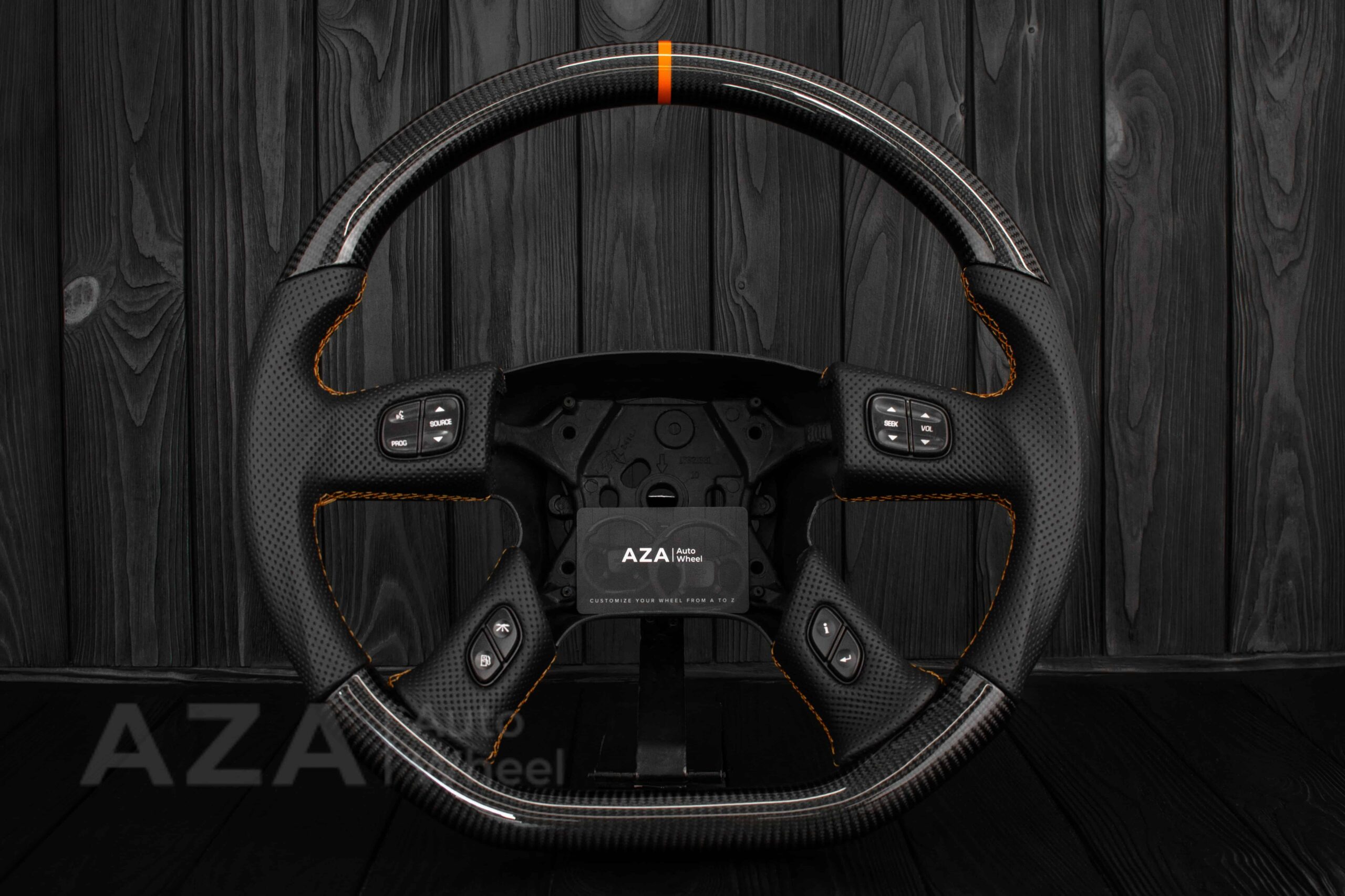 Steering wheel GM, Silverado, Sierra, Yukon, H2, Trailblazer 2003+ Carbon fiber/Napa/ Orange Accents - Image 7