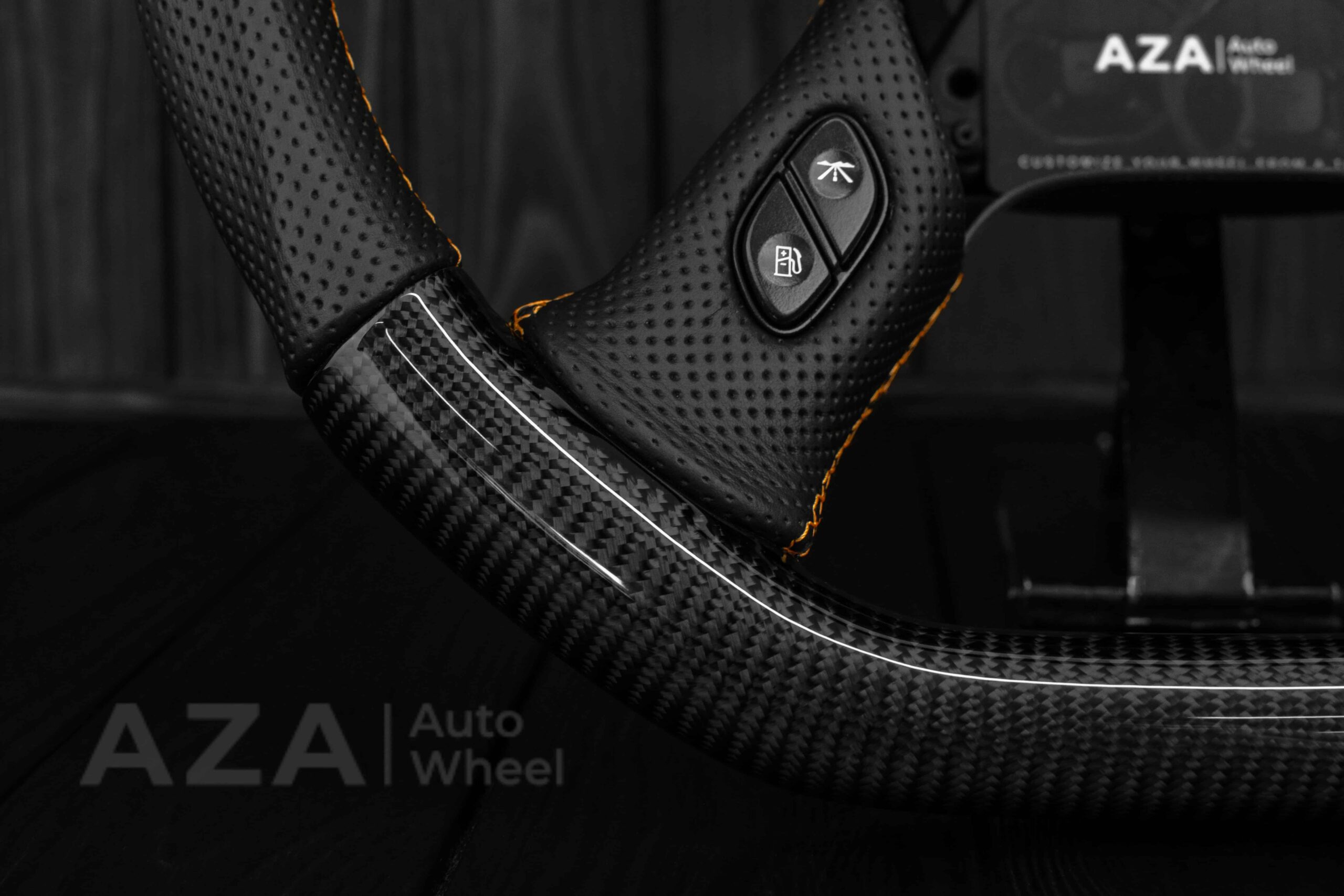 Steering wheel GM, Silverado, Sierra, Yukon, H2, Trailblazer 2003+ Carbon fiber/Napa/ Orange Accents - Image 10